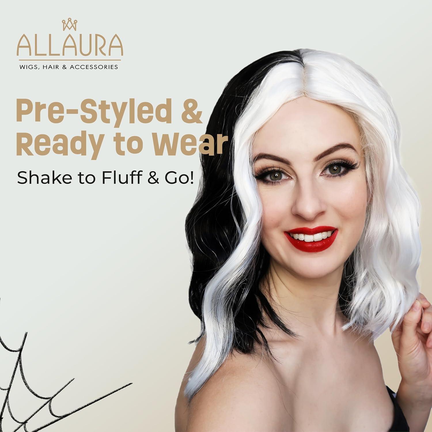 Peluca ALLAURA Cruel DeVil Negra y Blanca - Gótica