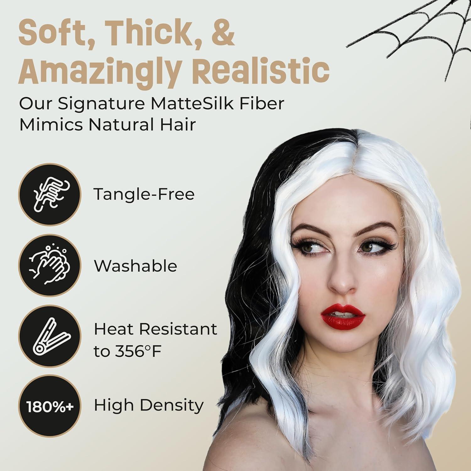 Peluca ALLAURA Cruel DeVil Negra y Blanca - Gótica