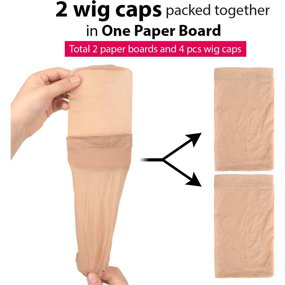 Gorras de Peluca de Nylon Fandamei 4 Piezas Estirables