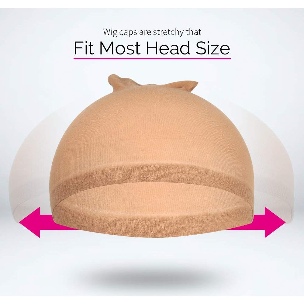 Gorras de Peluca de Nylon Fandamei 4 Piezas Estirables