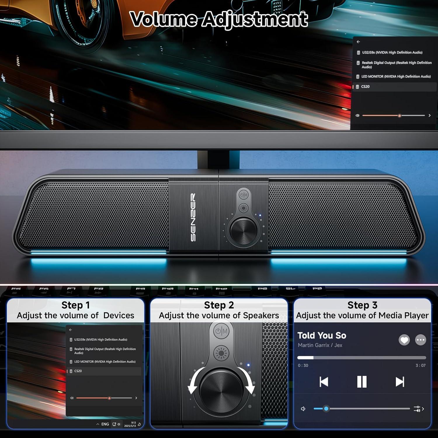 Altavoces Bluetooth SENZER CS20 2 en 1 con Luz RGB