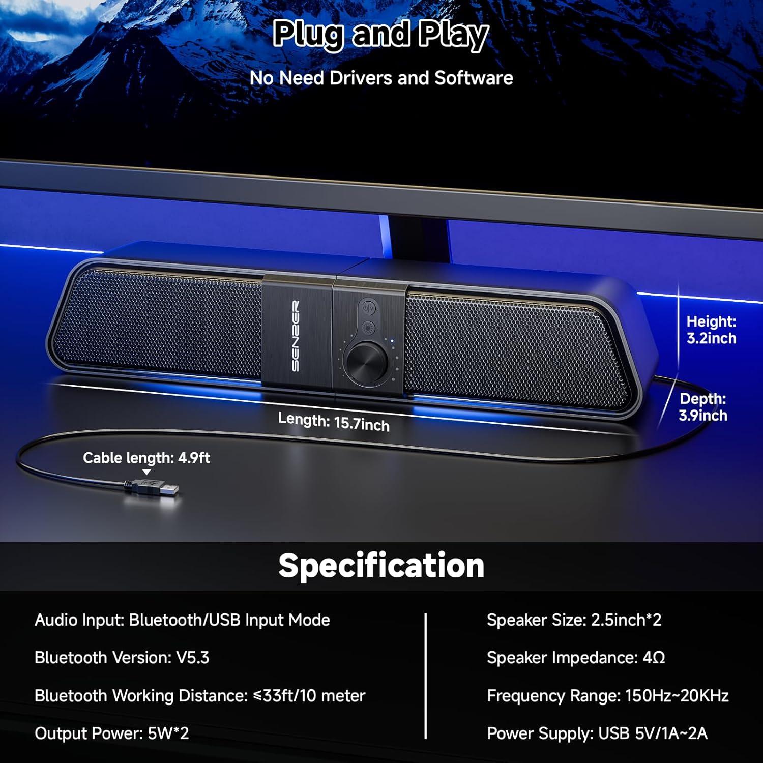 Altavoces Bluetooth SENZER CS20 2 en 1 con Luz RGB