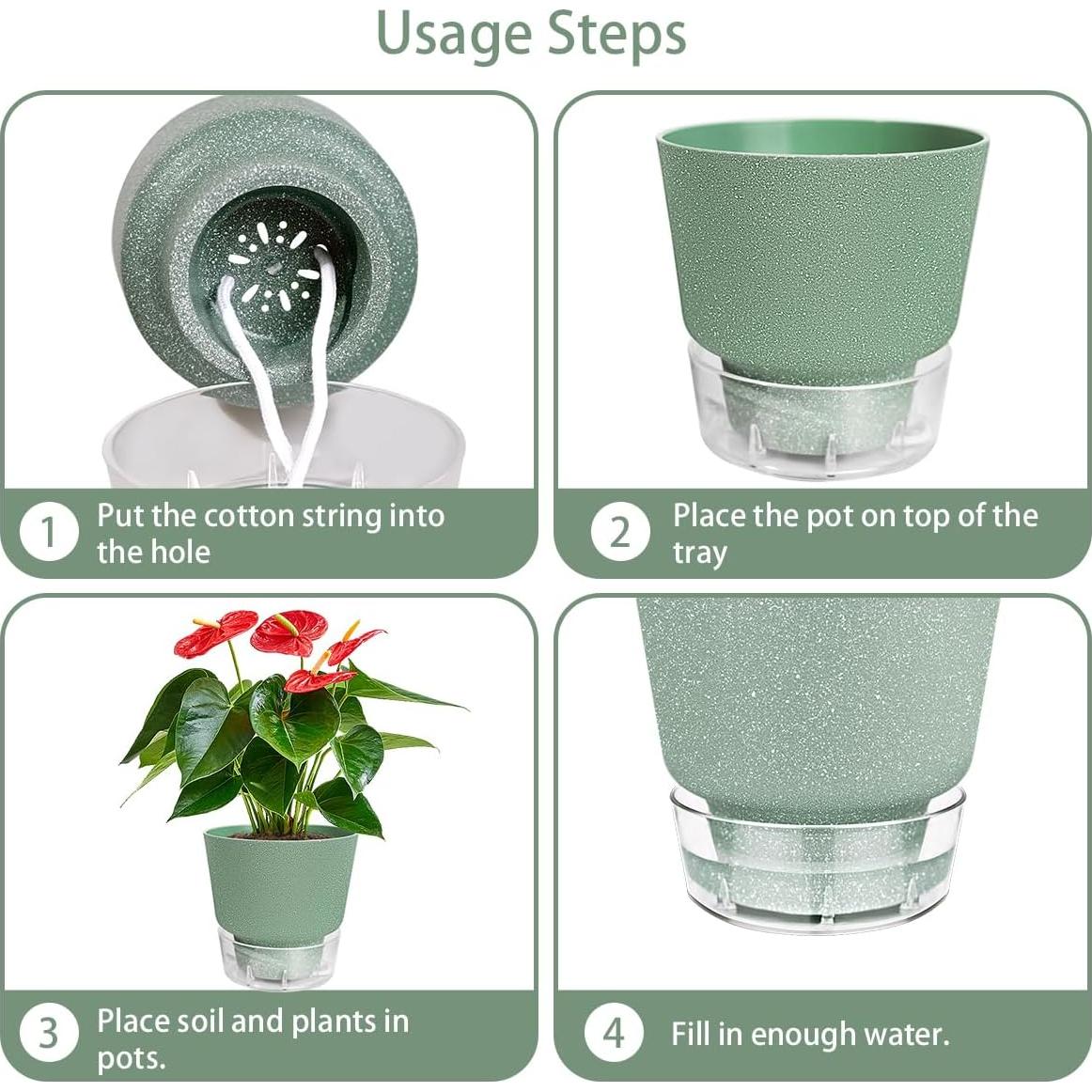 Maceta Autorriego HYNZ 15 cm 5 Piezas Negro Frosted