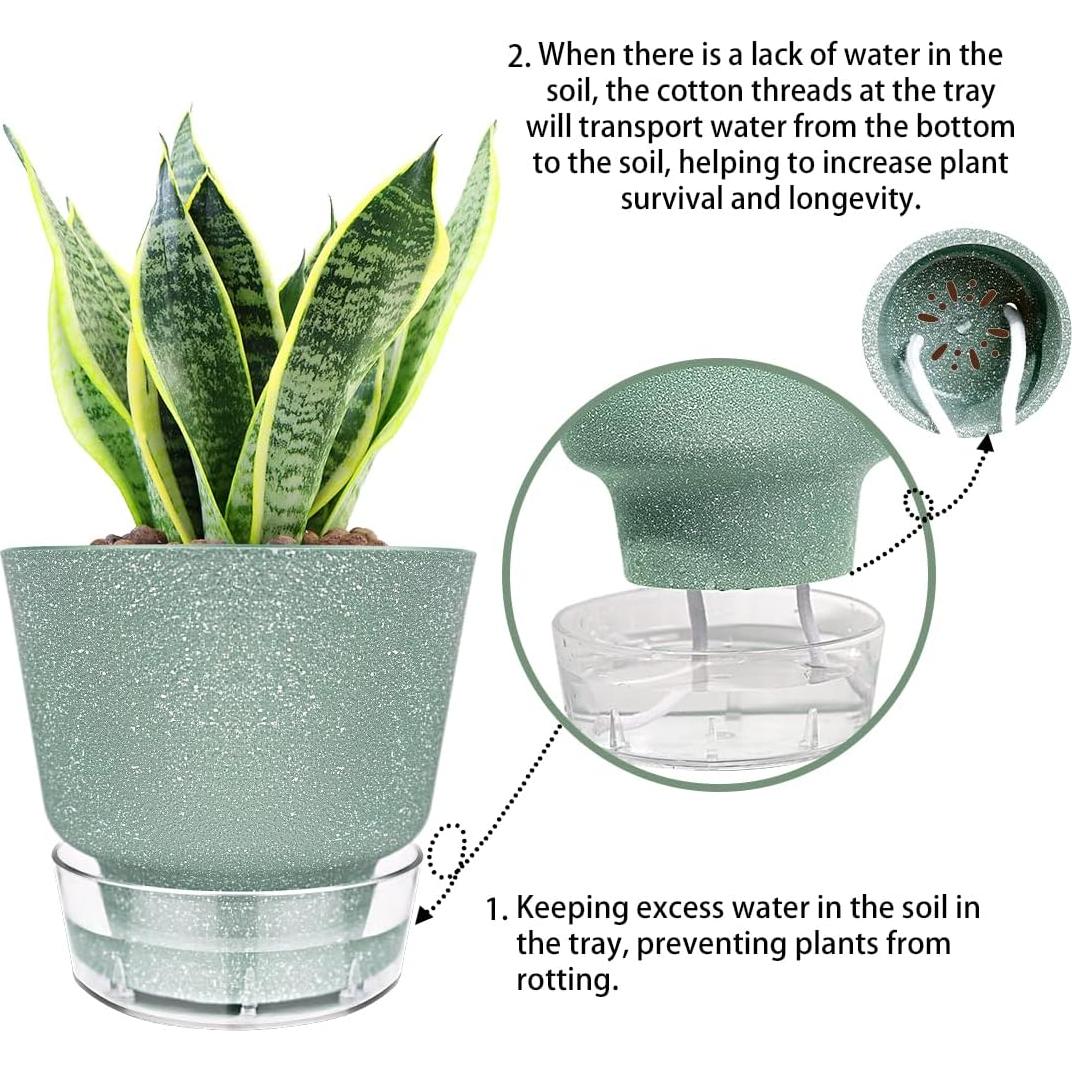 Maceta Autorriego HYNZ 15 cm 5 Piezas Negro Frosted