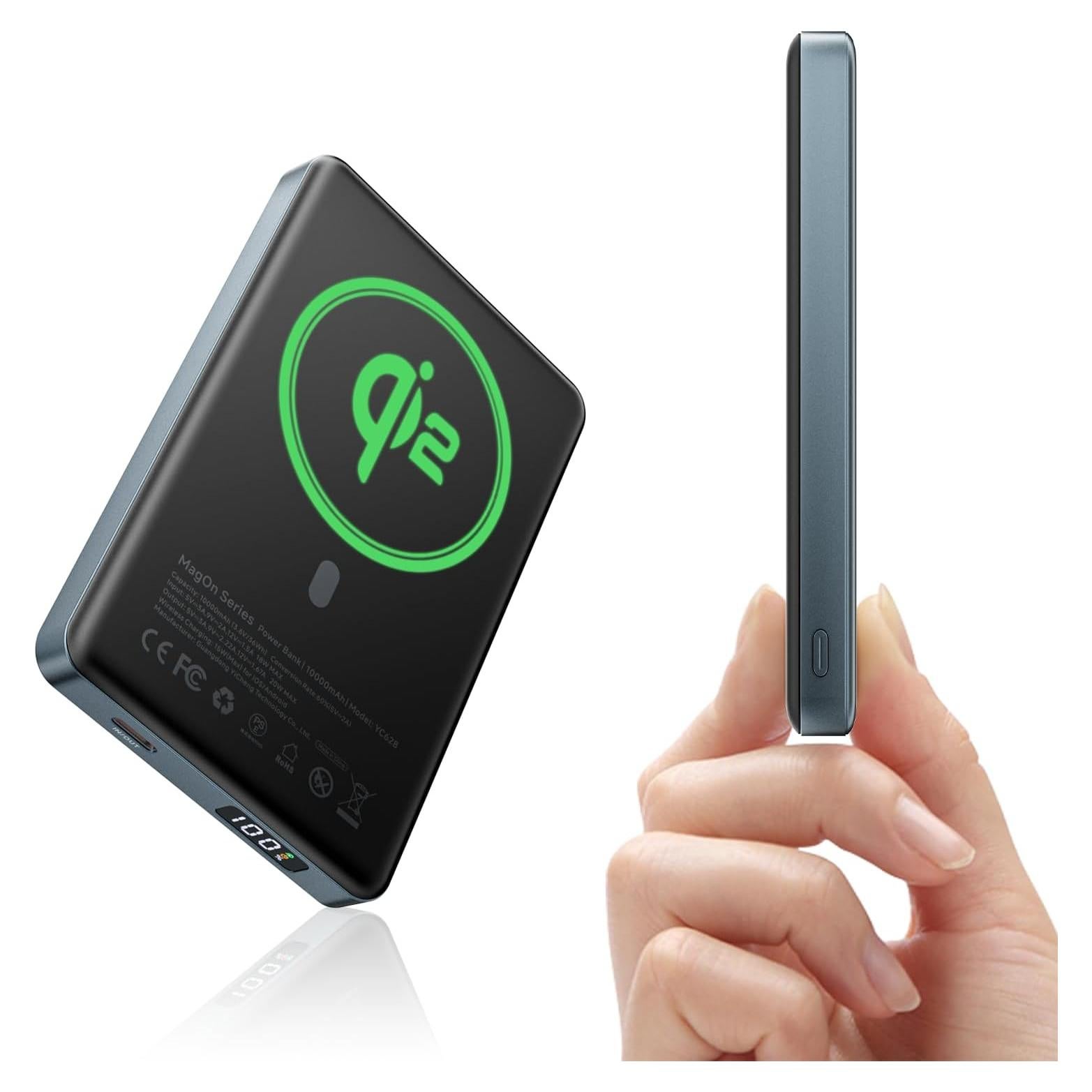 Cargador Portátil Kuulaa MagSafe 10000mAh Qi2 15W USB-C Gris