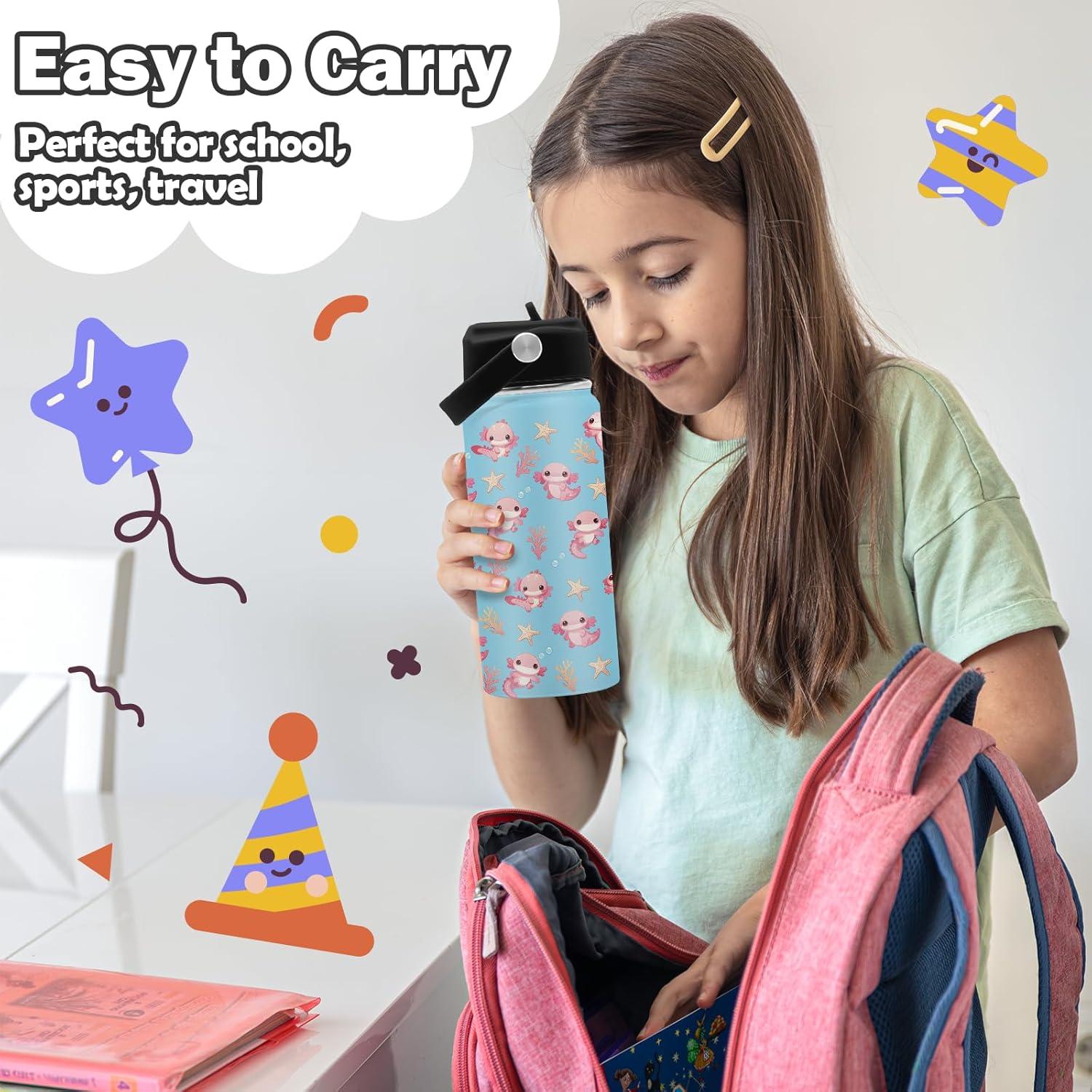 Botella de Agua Axolotl ROVOZAR 16oz Acero Inoxidable Aislada