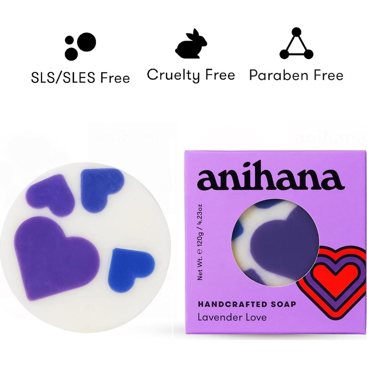 Jabón Natural Anihana 120g con Aceite de Coco y Lavanda