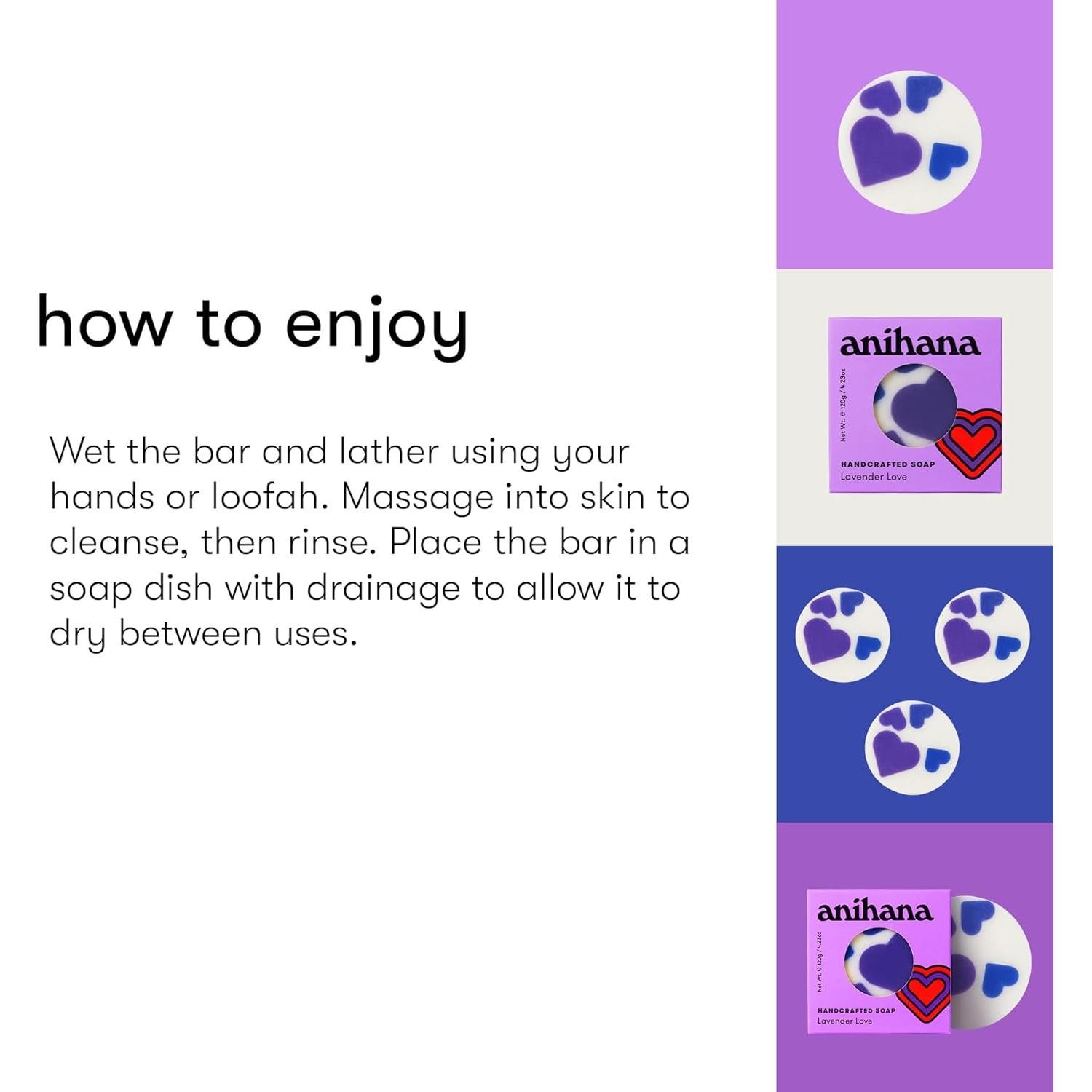 Jabón Natural Anihana 120g con Aceite de Coco y Lavanda