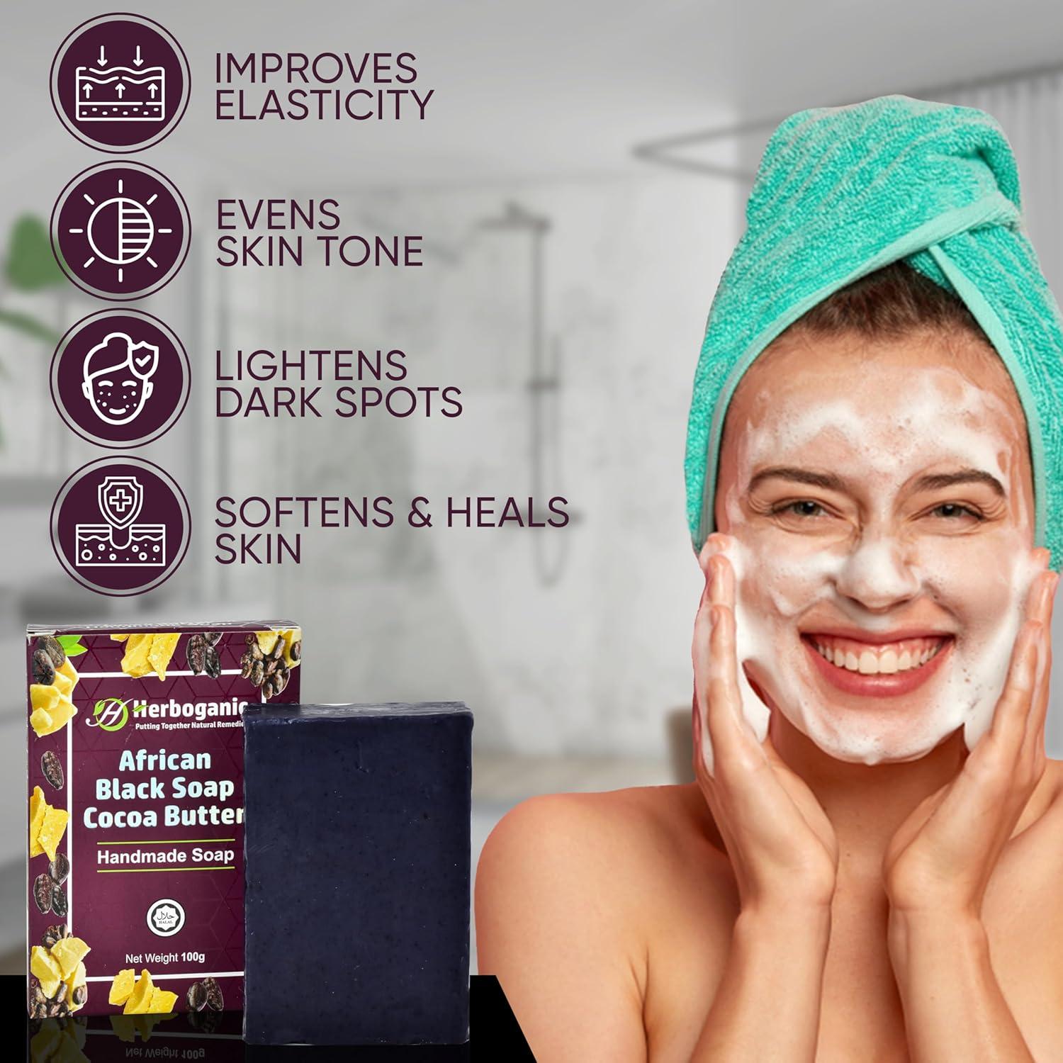 Jabón Negro Africano Herboganic con Manteca de Cacao 100g