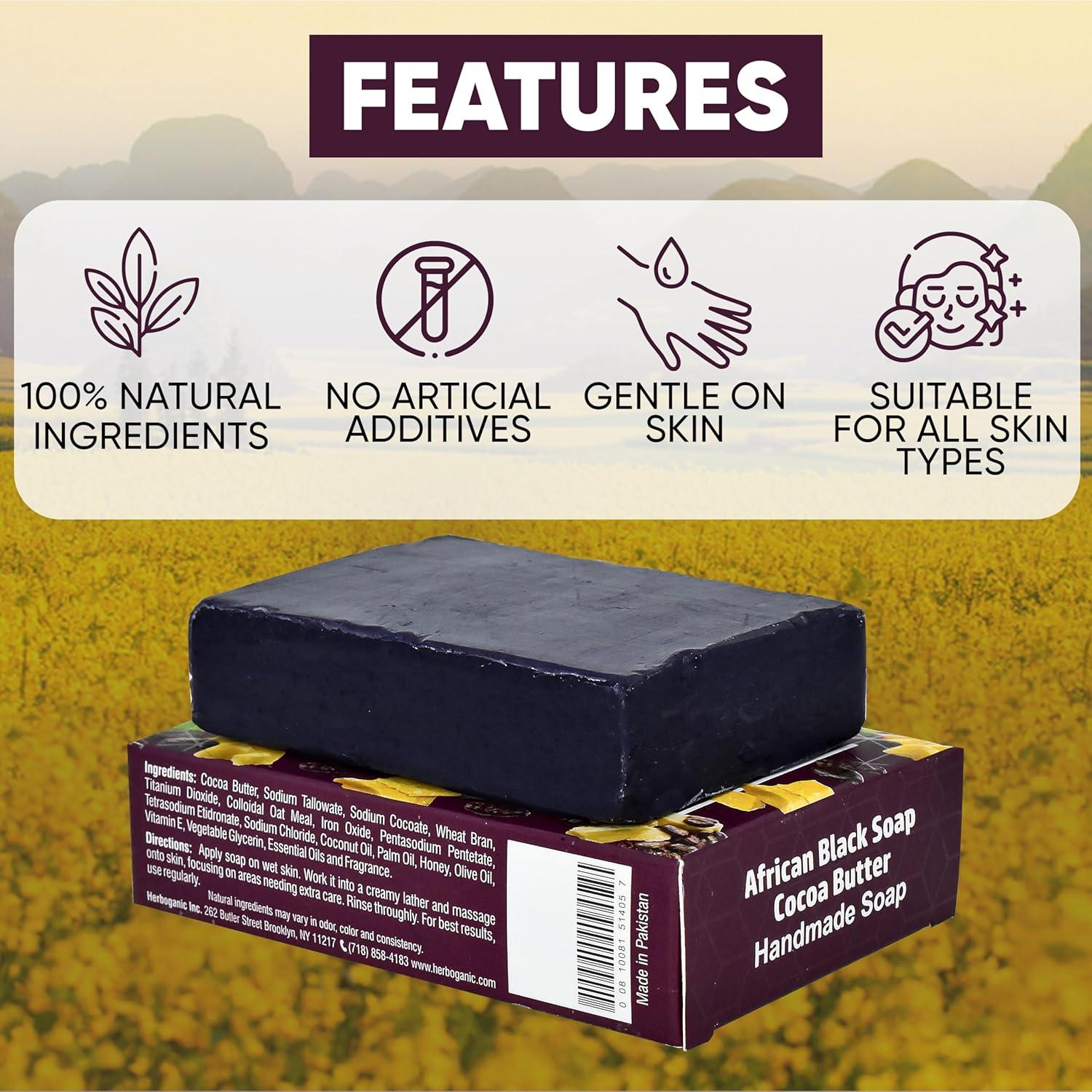 Jabón Negro Africano Herboganic con Manteca de Cacao 100g