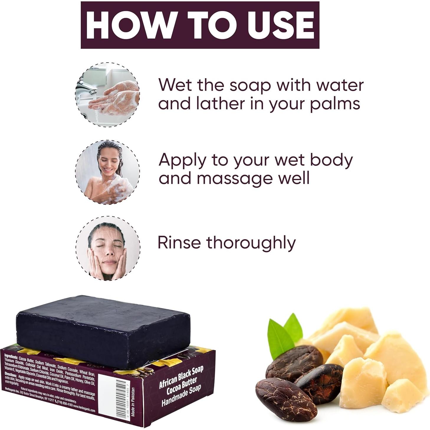 Jabón Negro Africano Herboganic con Manteca de Cacao 100g