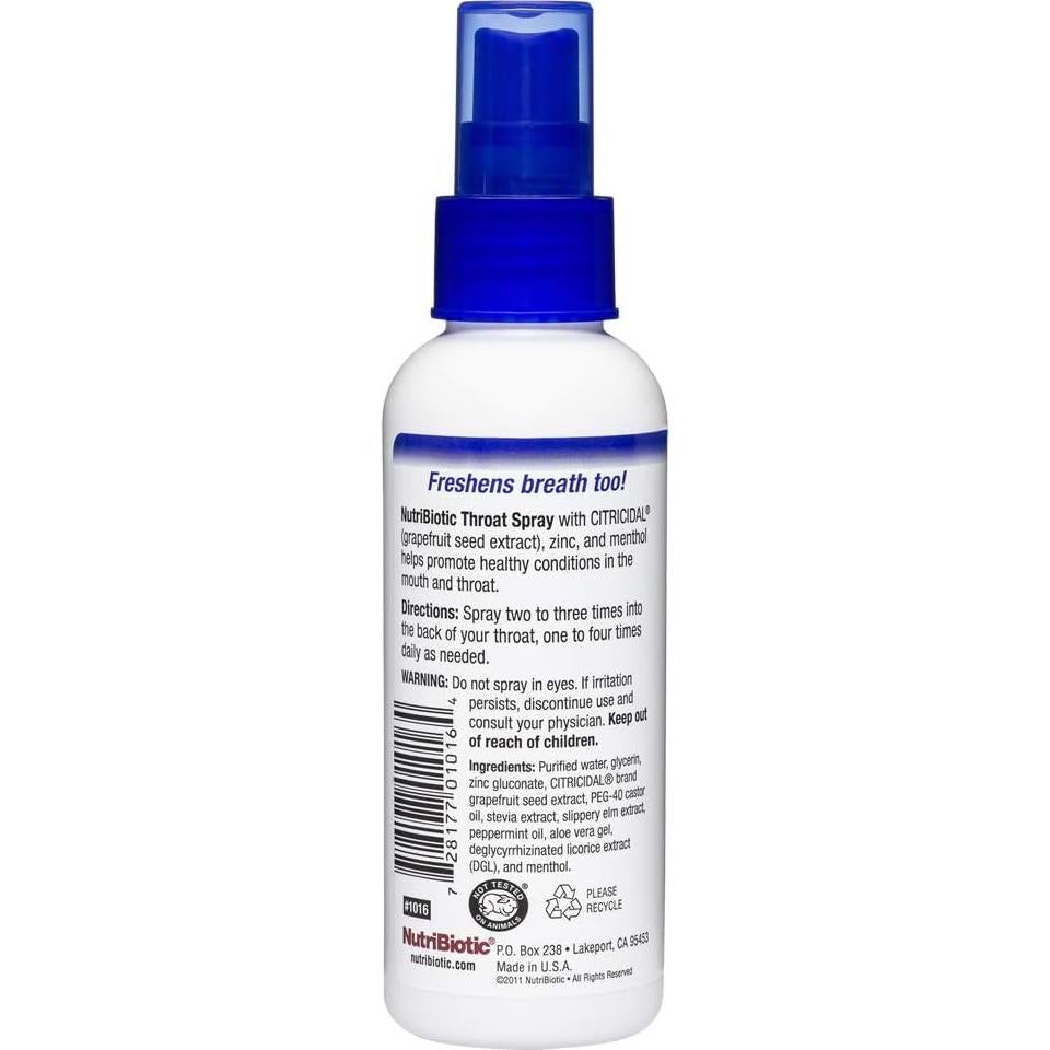 Spray para la Garganta NutriBiotic 118 ml - GSE, Zinc y Mentol