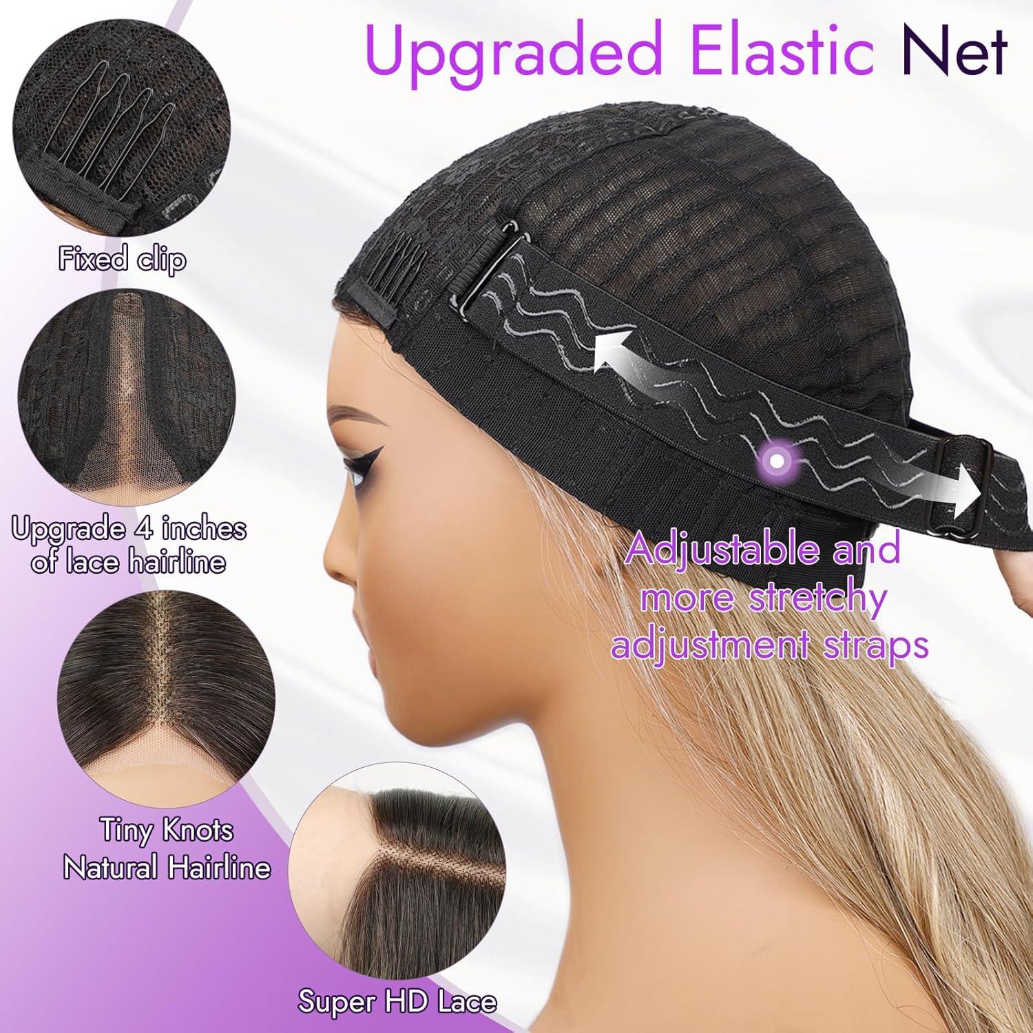 Peluca Ombre Rubia Eawwii Larga Ondulada 66 cm Sin Pegamento