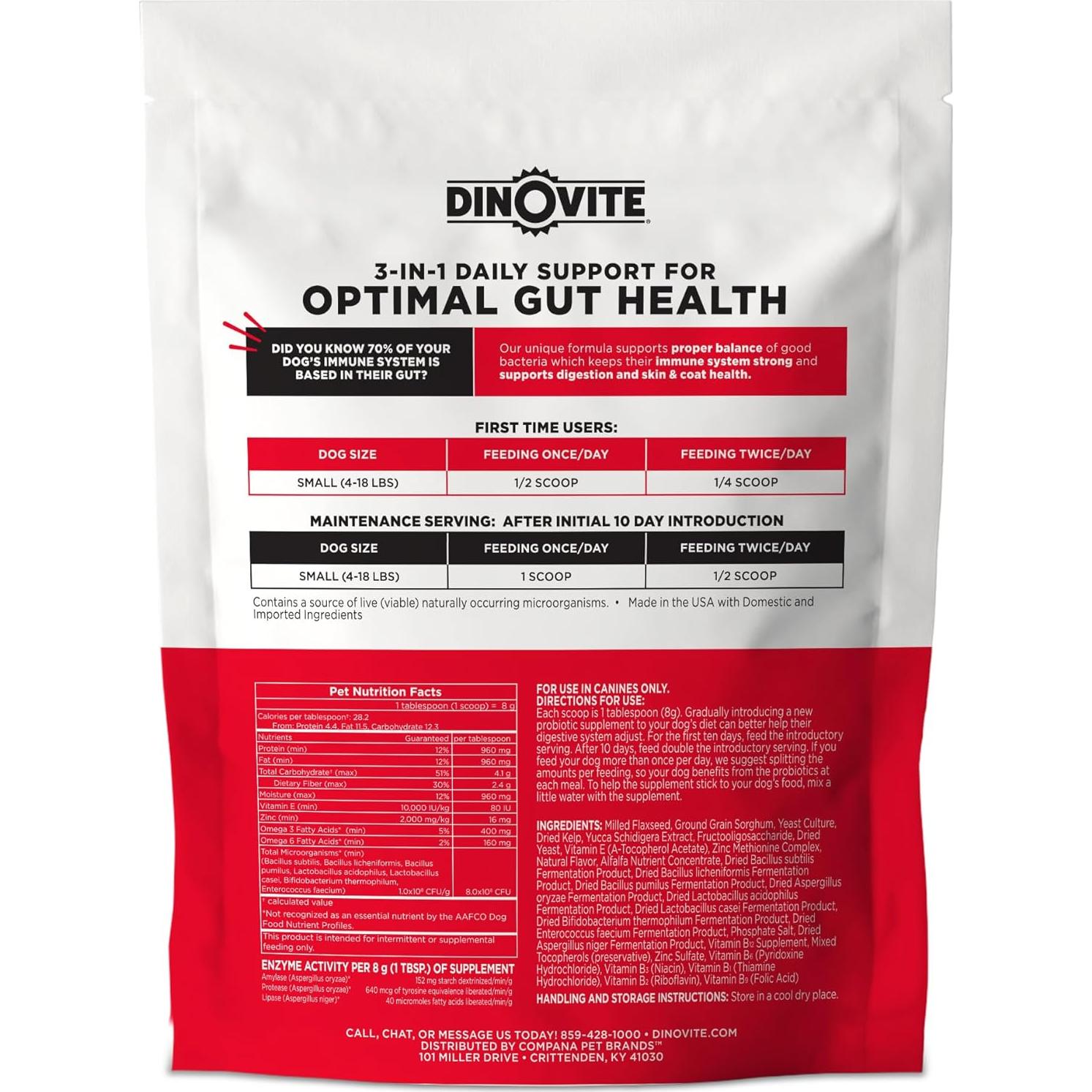 Dinovite 3 en 1 Probiotico para Perros Pequeños 30 Porciones