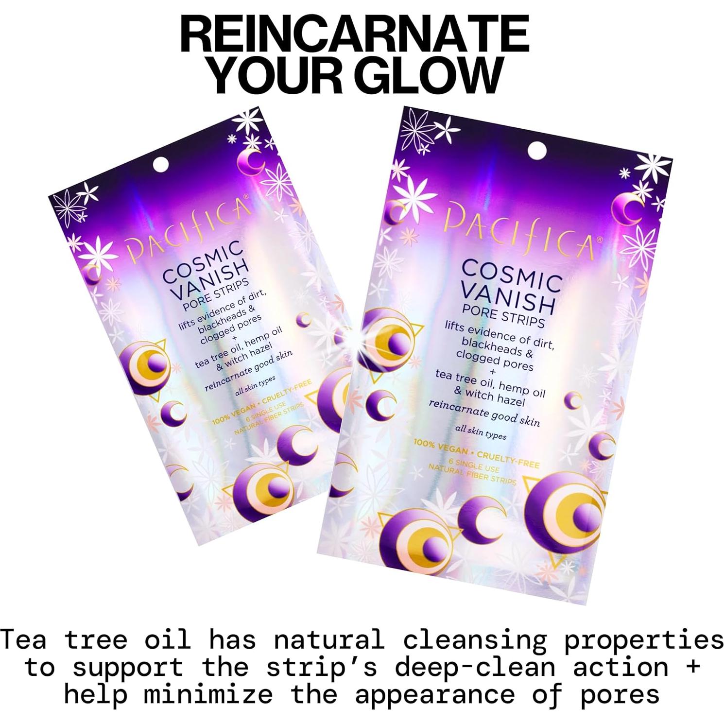 Pacifica - Blackhead Remover Pore Strips - 2-PACK Cosmic Vanish - for Nose, Chin & Forehead - Deep Cleansing Nose Strips w/Instant Pore Unclogging - Oil-Free Vegan Dermatologist Tested