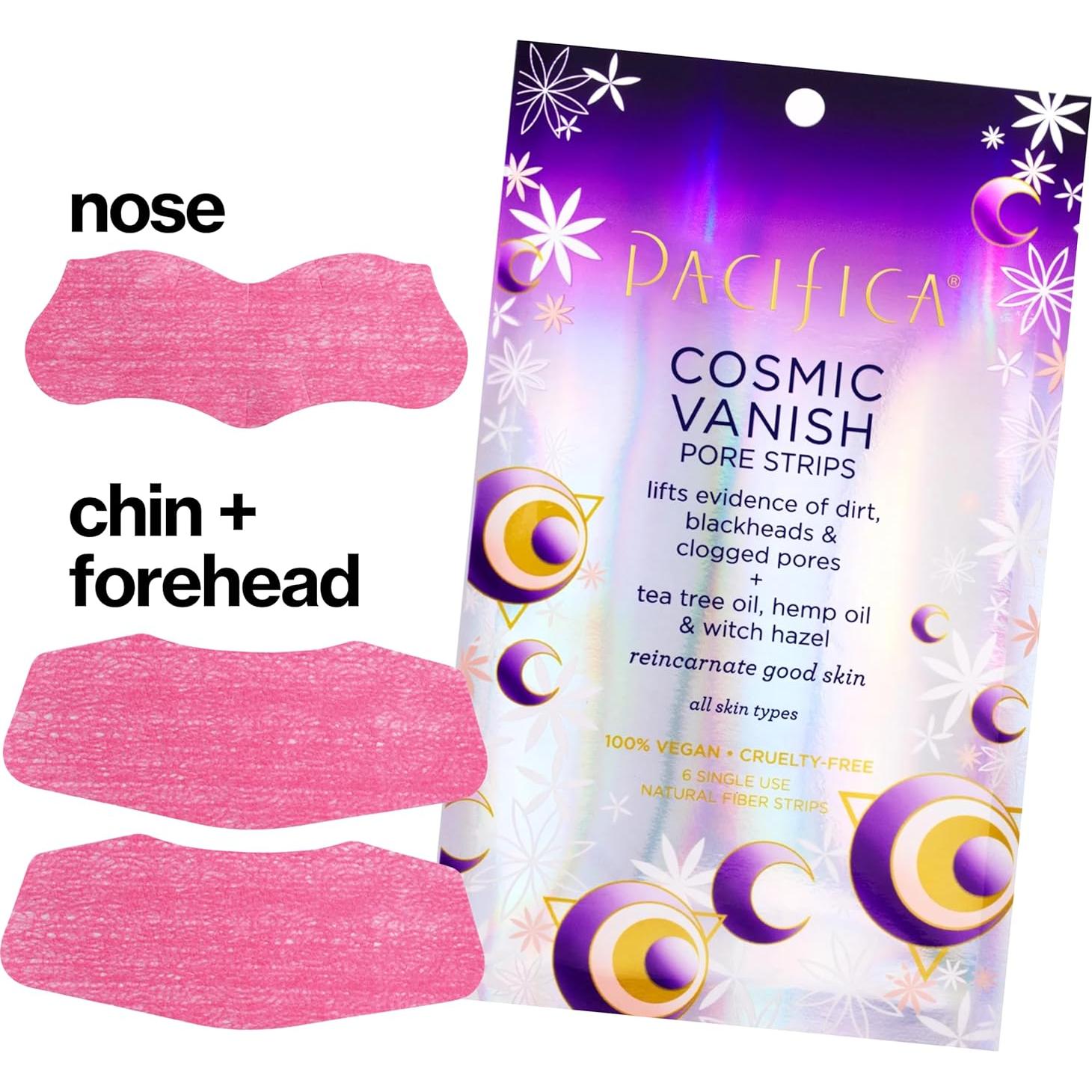Pacifica - Blackhead Remover Pore Strips - 2-PACK Cosmic Vanish - for Nose, Chin & Forehead - Deep Cleansing Nose Strips w/Instant Pore Unclogging - Oil-Free Vegan Dermatologist Tested