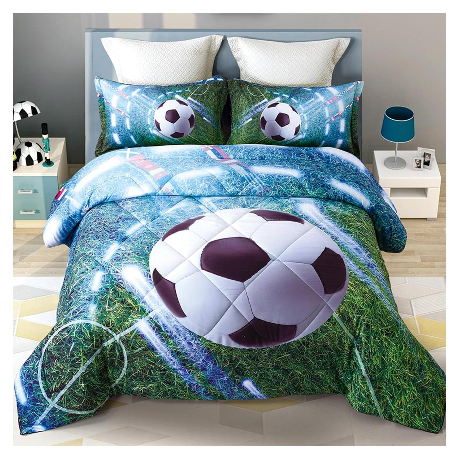 Conjunto de Edredón de Fútbol Wowelife Individual 5 Piezas