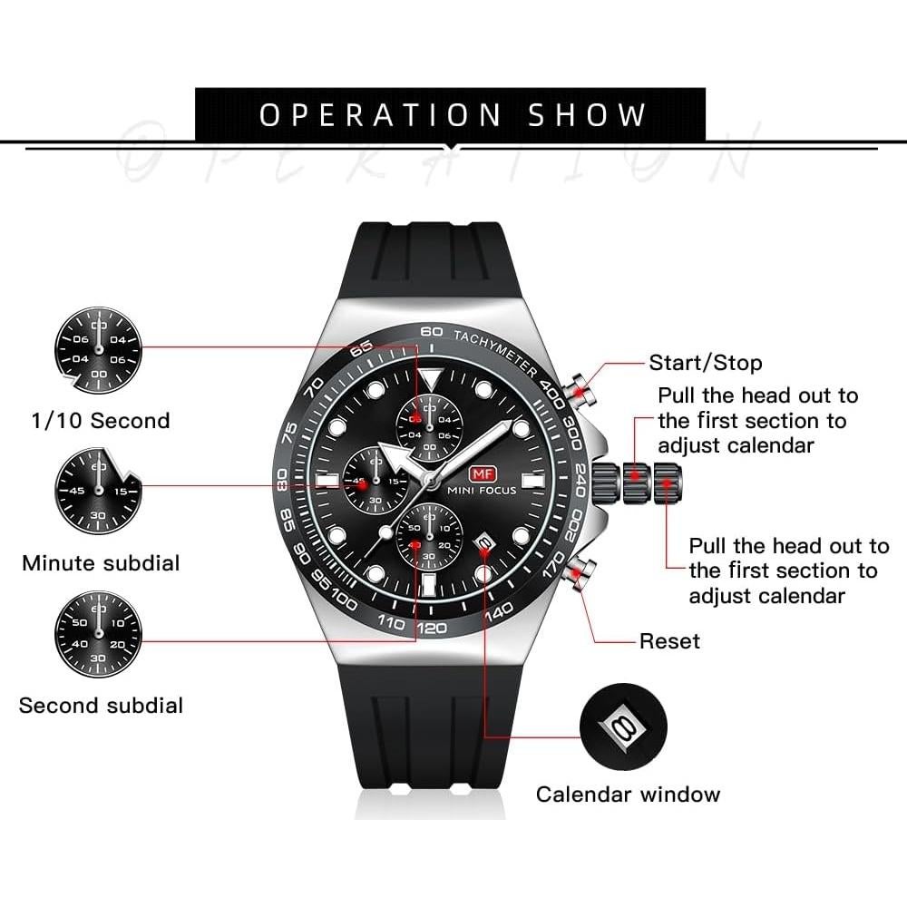 Reloj deportivo militar AIMES para hombres cronógrafo 47mm