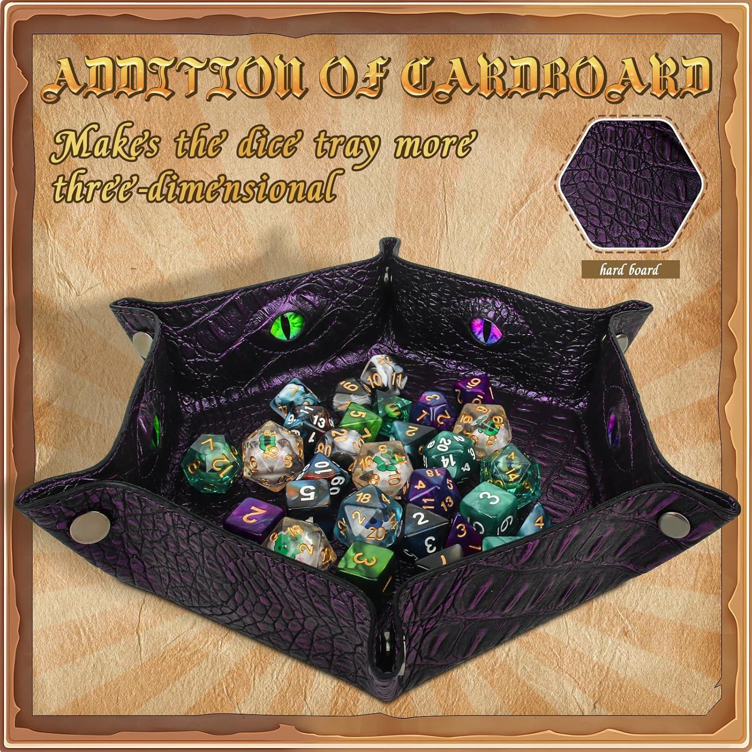 Bandeja de Dados Hexagonal Byhoo Púrpura, Colapsable y Duradera