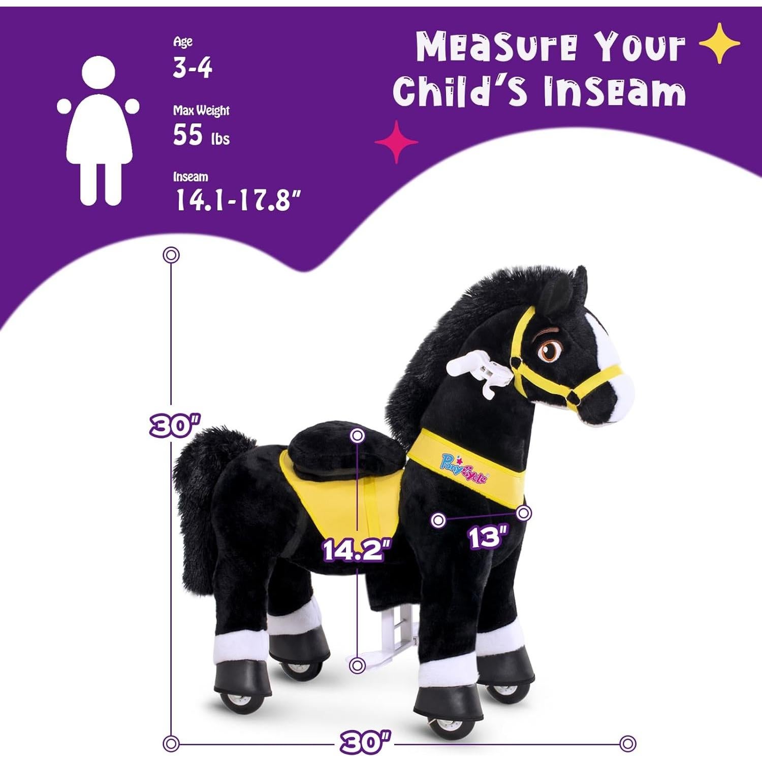 PonyCycle Caballo Negro para Montar Modelo E338 - 76 cm