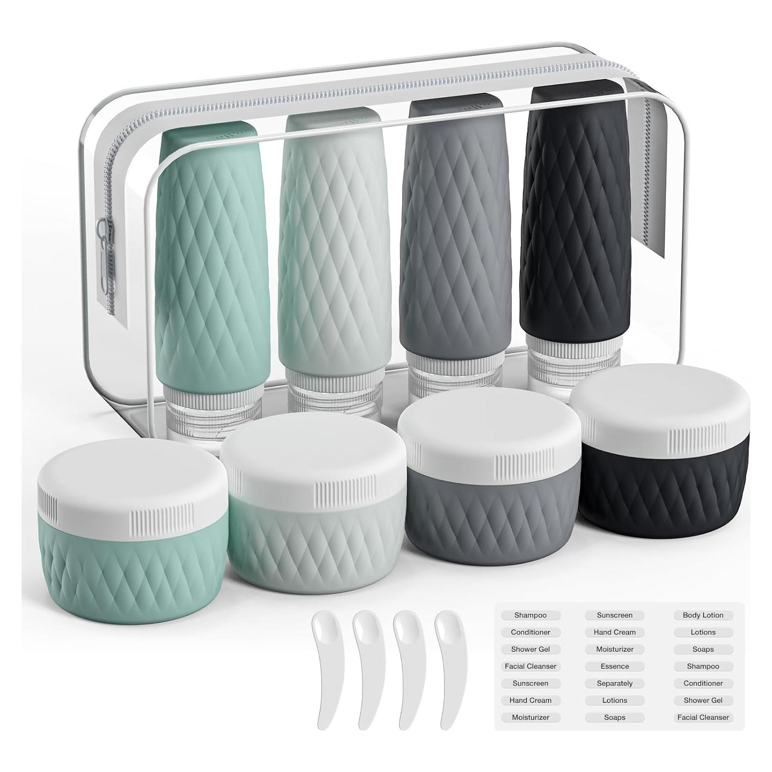 Paquete de 8 Botellas de Viaje Silicona 90ml KUANGRE