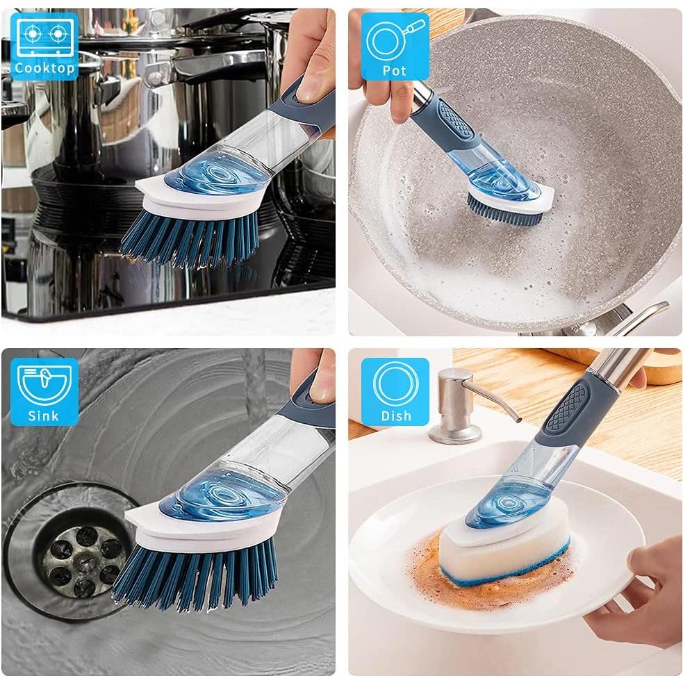Juego de Cepillos para Limpiar Platos QUTHZZHY con Dispensador