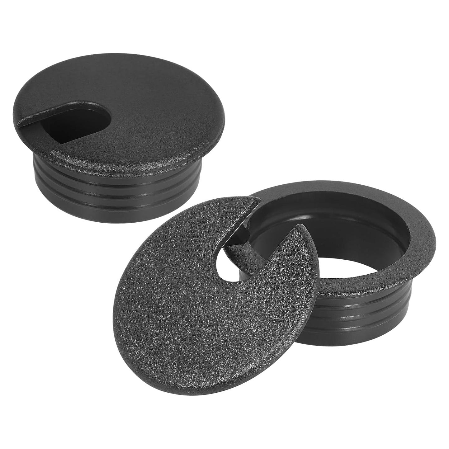 Tapón de Escritorio Negro JTemgle 38mm - Organizador de Cables, 2 Piezas