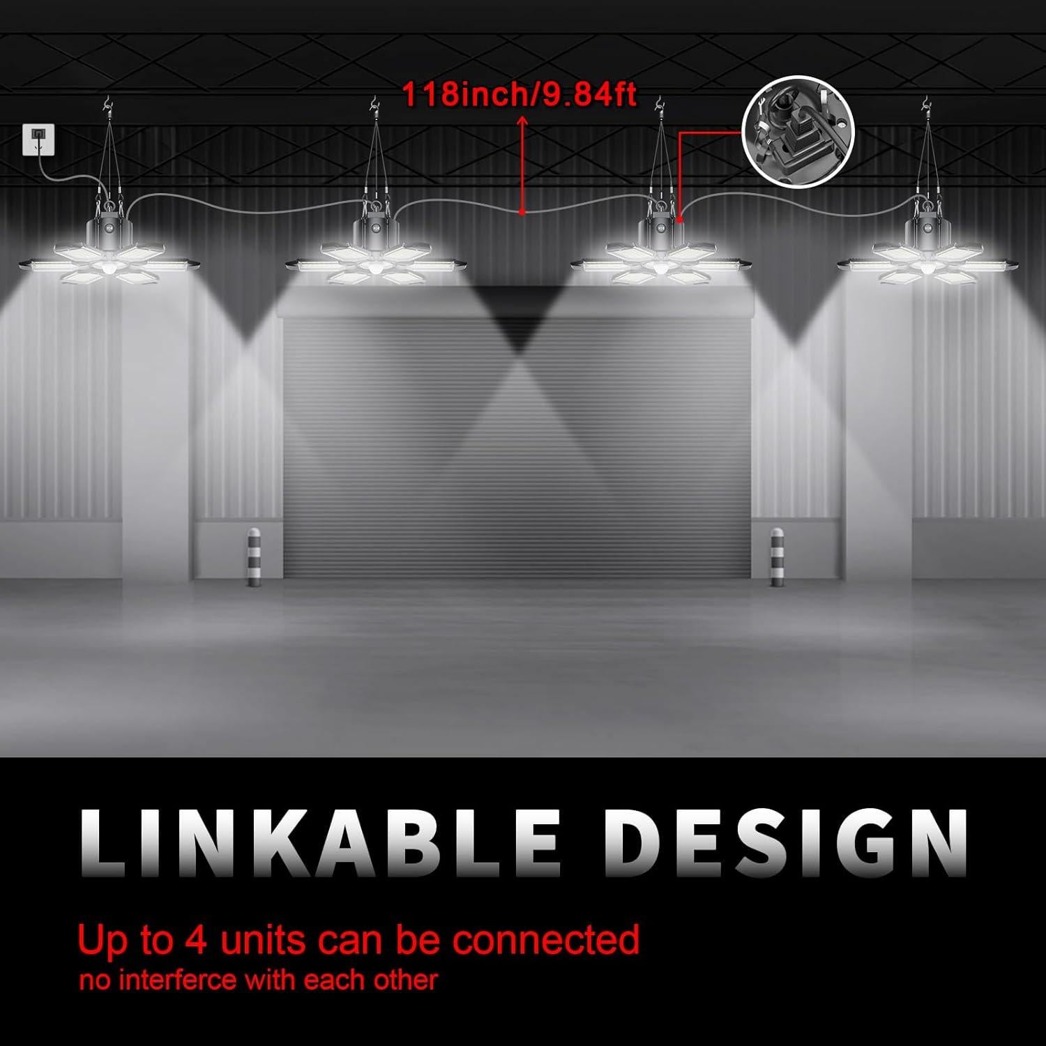 Luz de Garaje LED Hinersound 200W 20000LM con Sensor de Movimiento