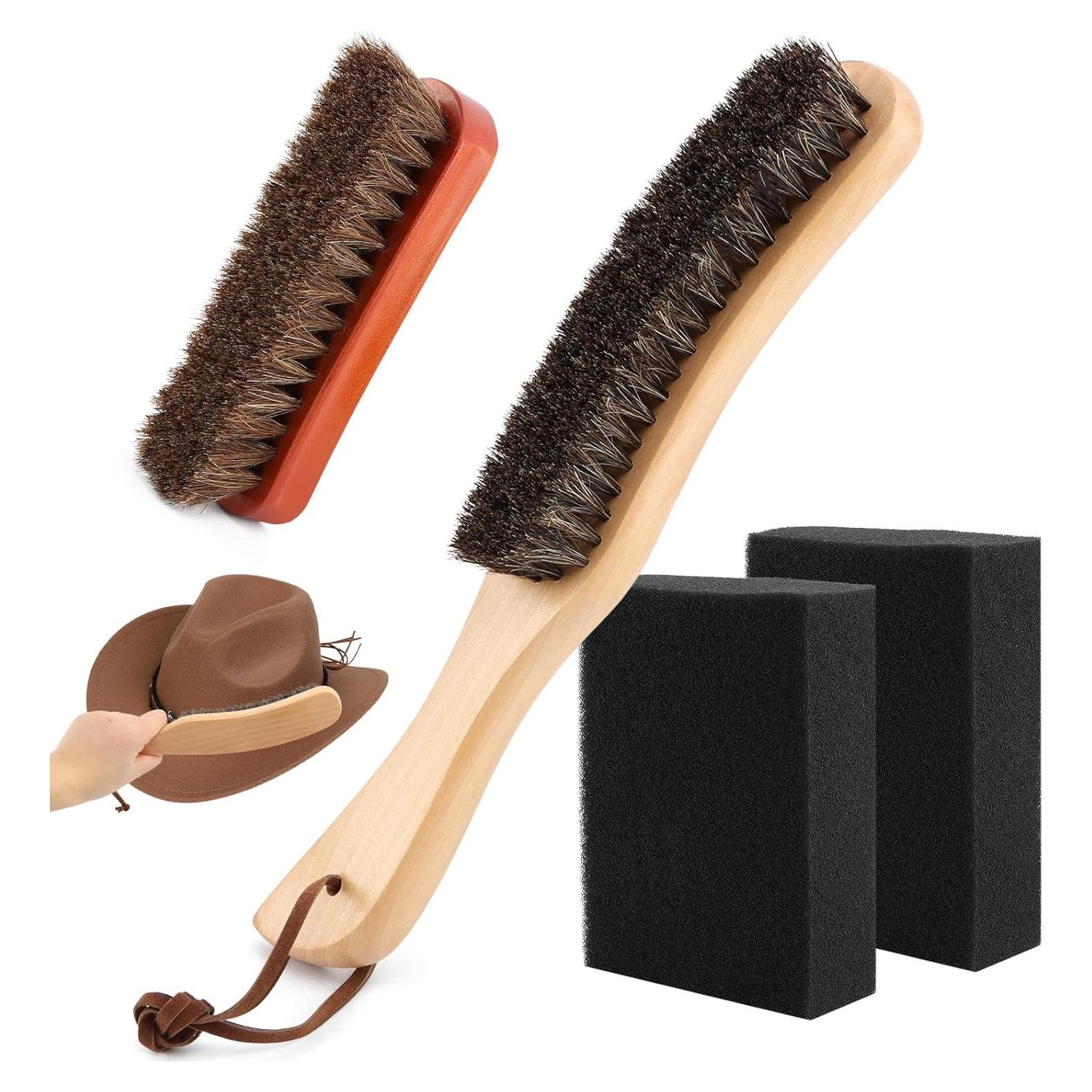 Kit de limpieza para sombreros Trasylph - 4 piezas, madera y esponja