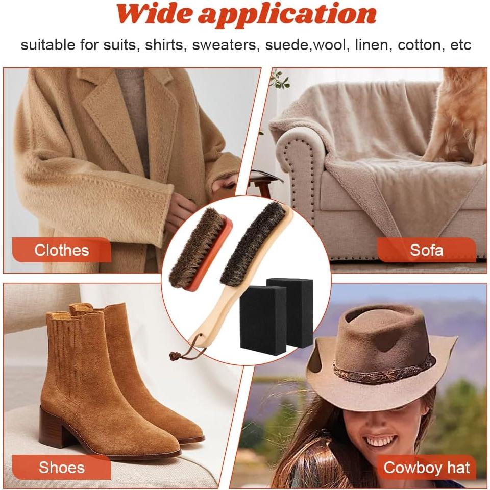 Kit de limpieza para sombreros Trasylph - 4 piezas, madera y esponja