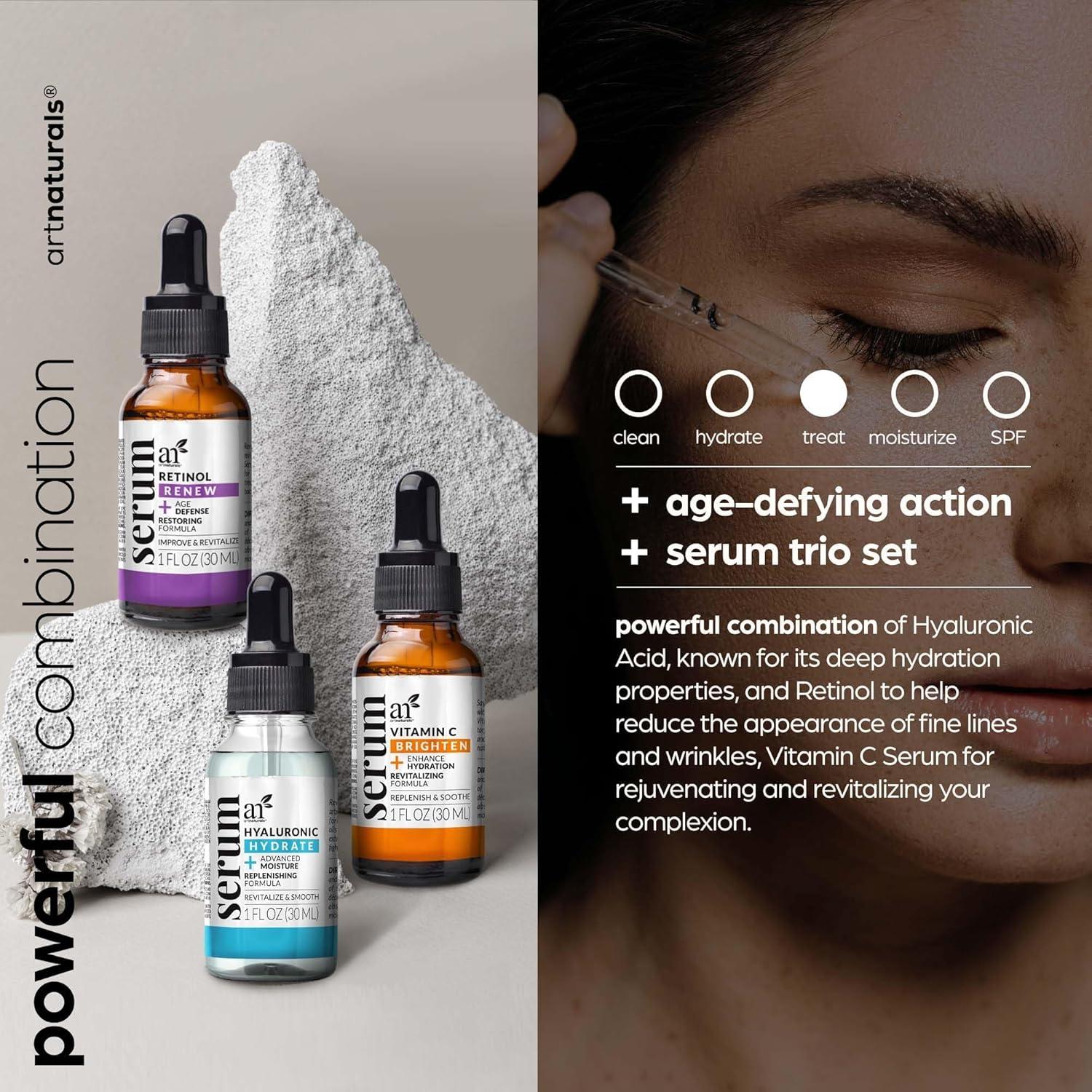 Set Antienvejecimiento ArtNaturals Vitamina C y Retinol 3x30ml