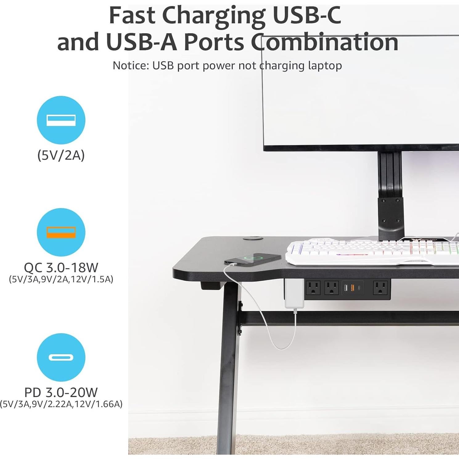 Regleta de Alimentación HHSOET Bajo Escritorio 4 Salidas USB C/A