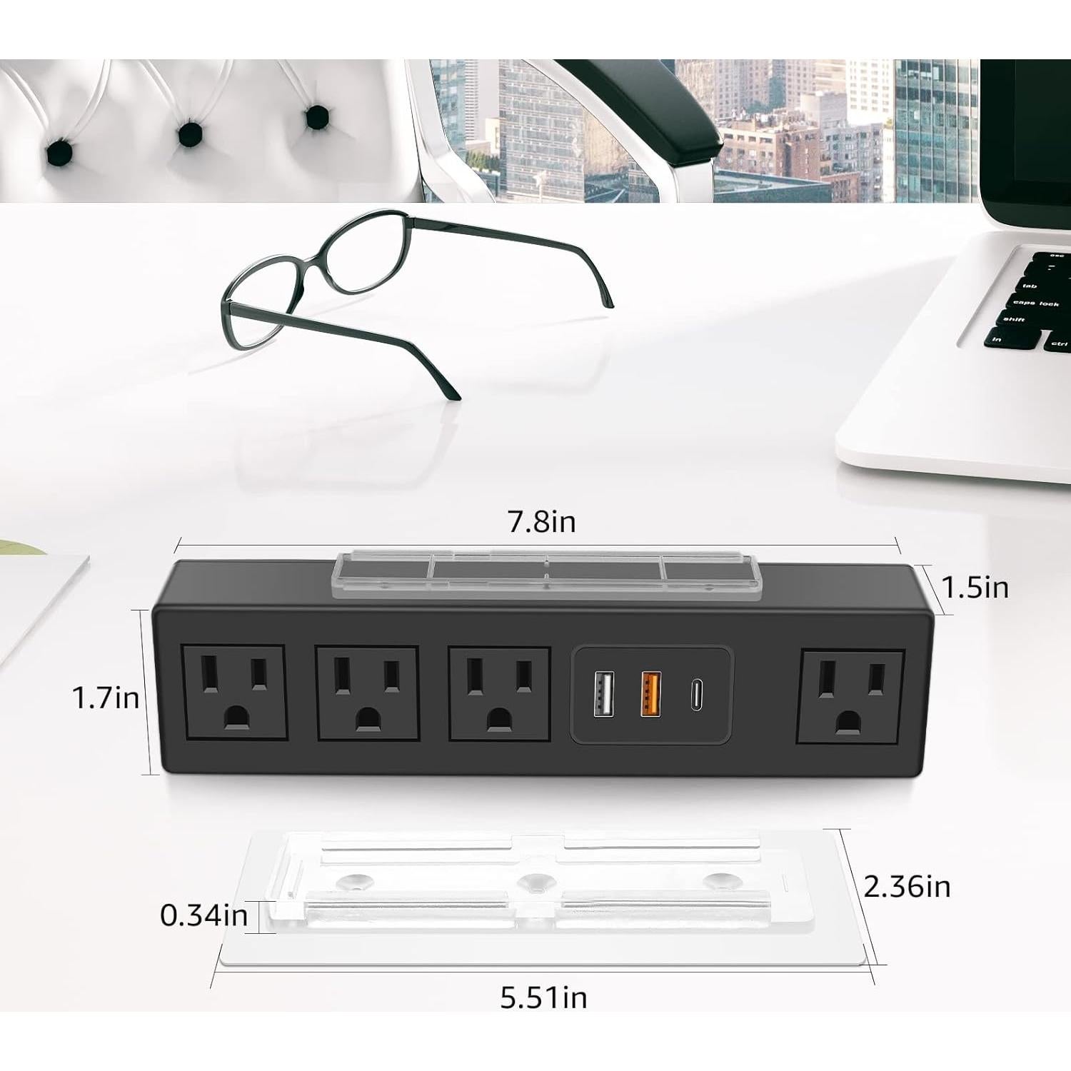 Regleta de Alimentación HHSOET Bajo Escritorio 4 Salidas USB C/A