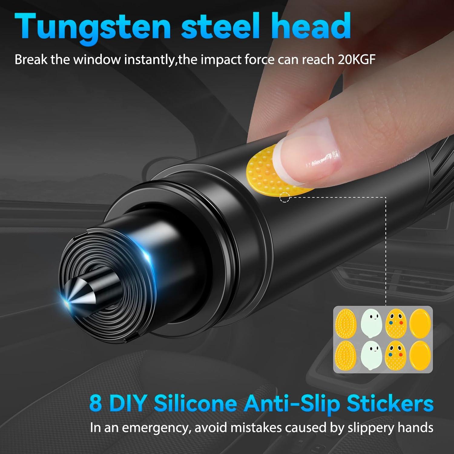 Herramienta de Escape Gemgong 2 en 1 - Rompe Ventanas y Cortador de Cinturón