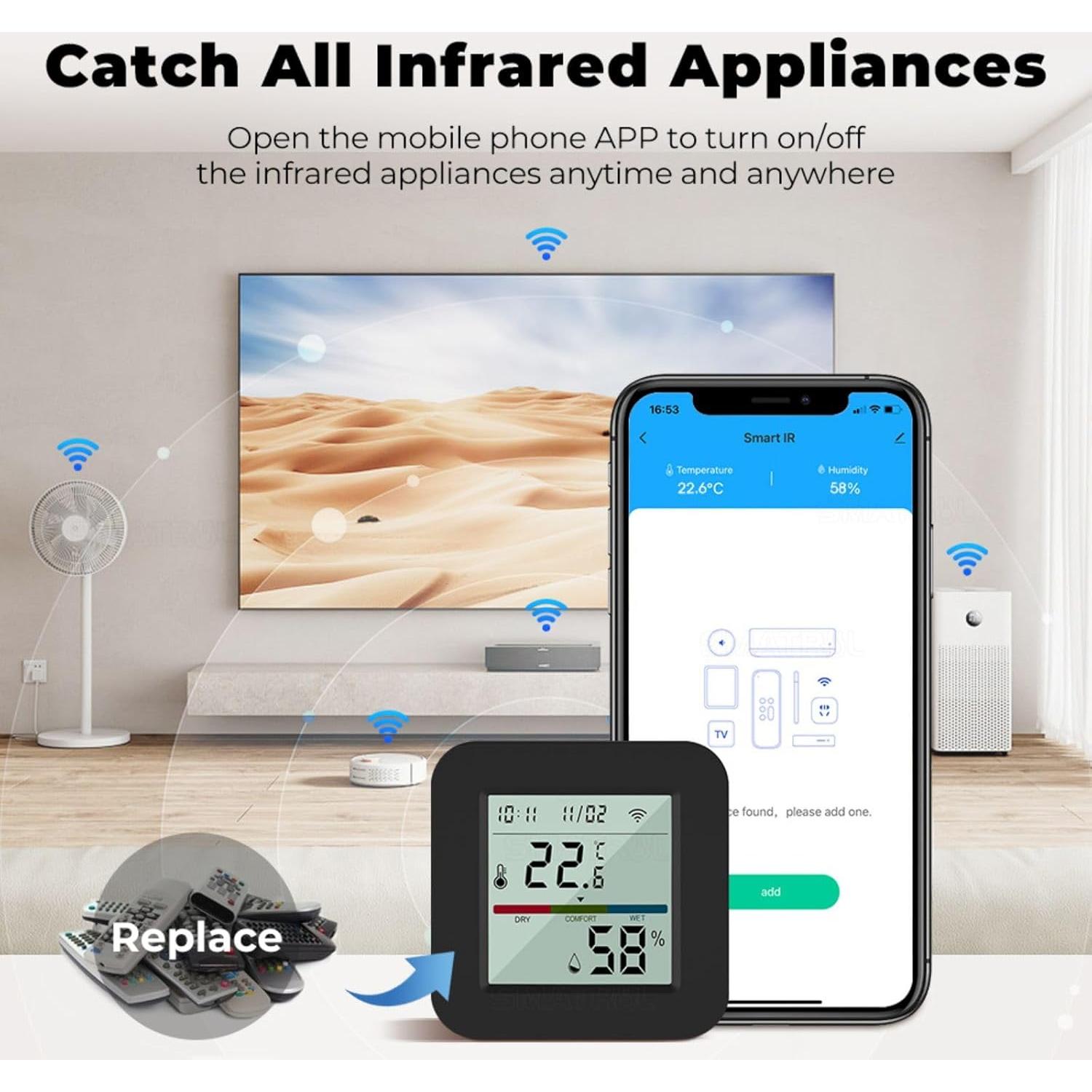 Control Remoto IR WiFi Sanofuturion STHIR-C1 con Sensor T&H