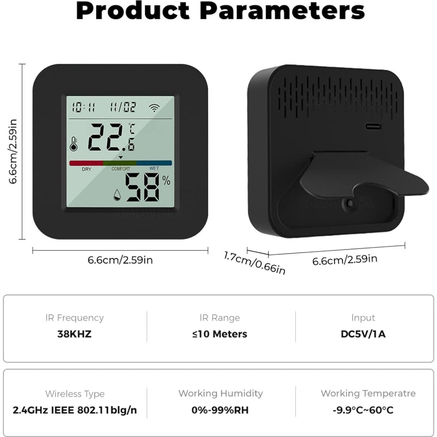 Control Remoto IR WiFi Sanofuturion STHIR-C1 con Sensor T&H