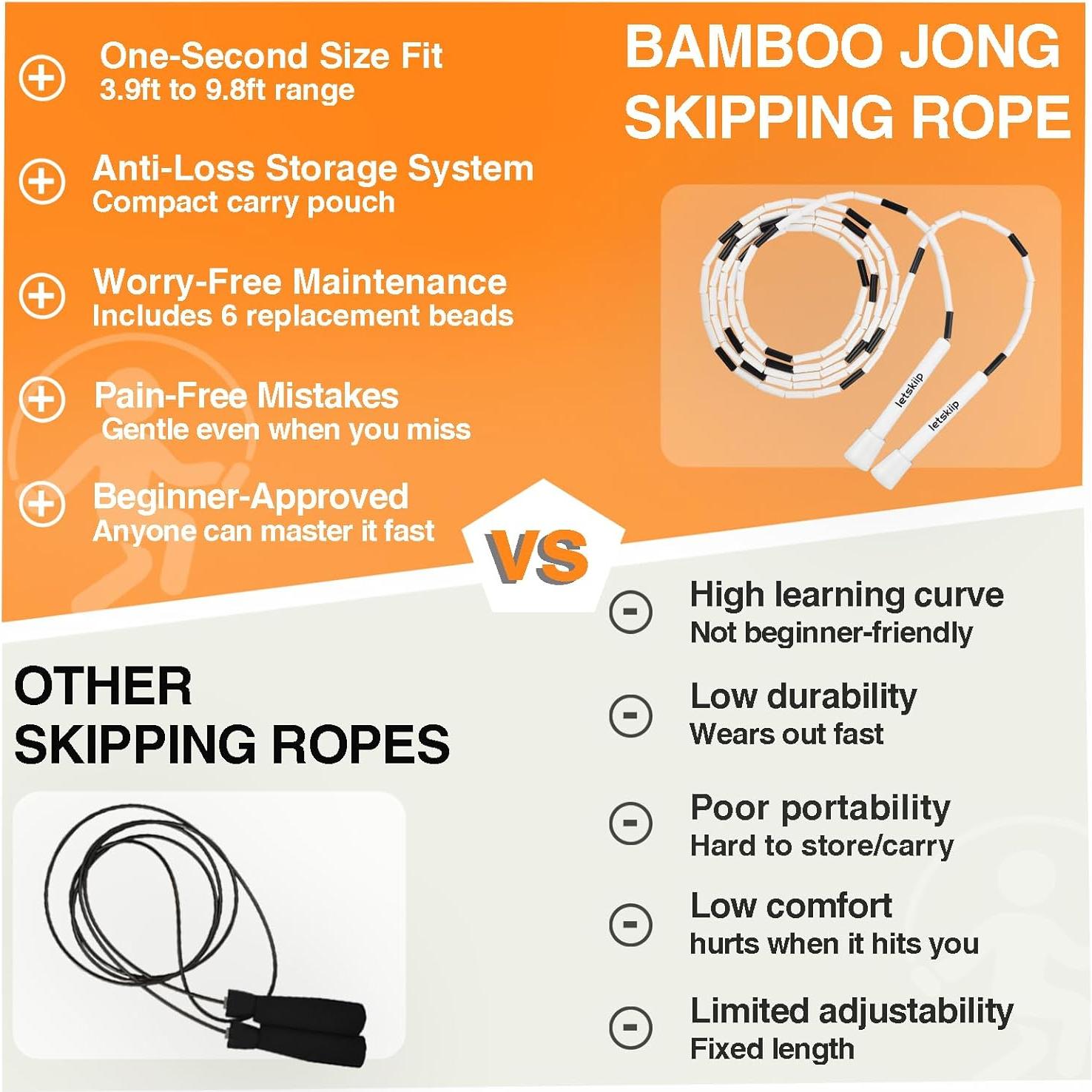 Cuerda de Salto Ajustable letskiip con Cuentas - 3.05 m