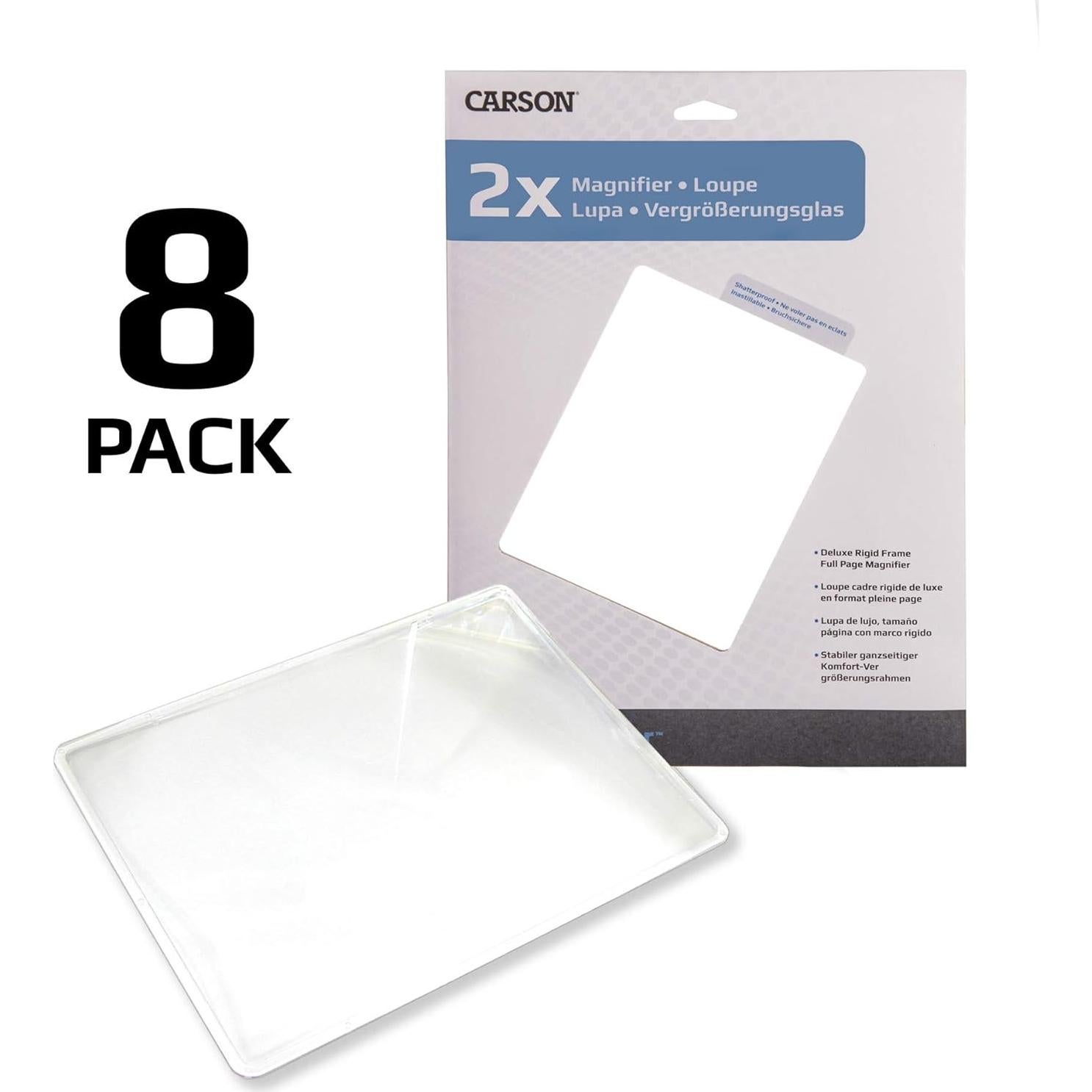 Lupas de Página Carson 2x Set de 8 Marco Rígido 21.6x27.9 cm