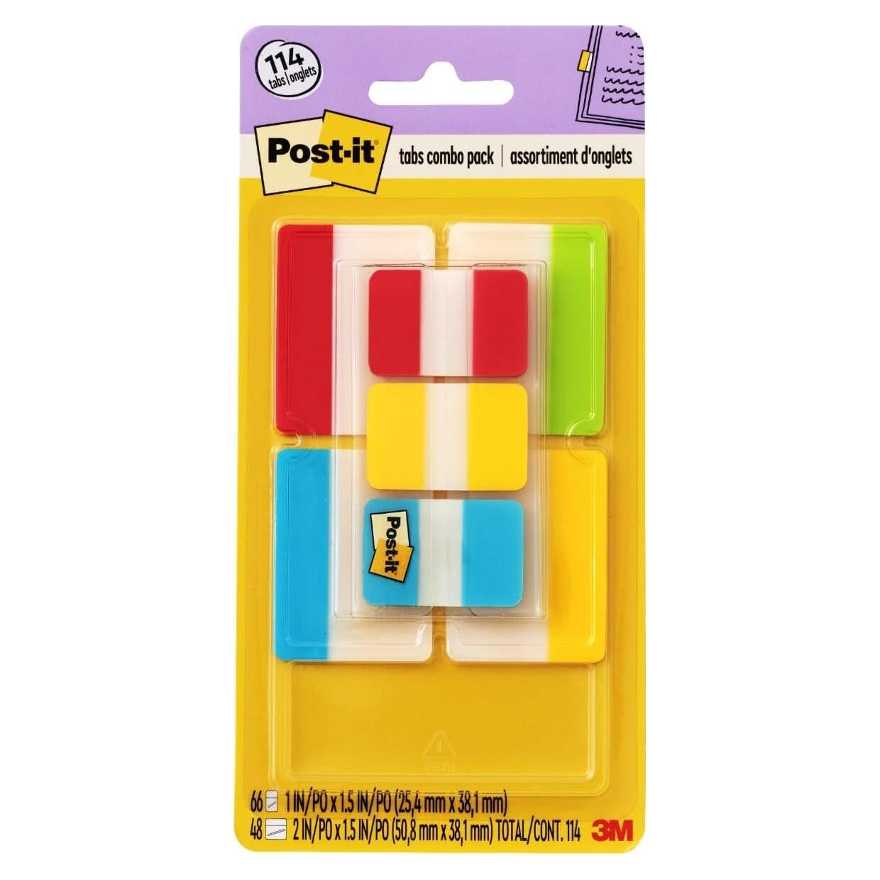 Pestañas Post-it 686-VAD2, Colores Primarios, 114 Pestañas