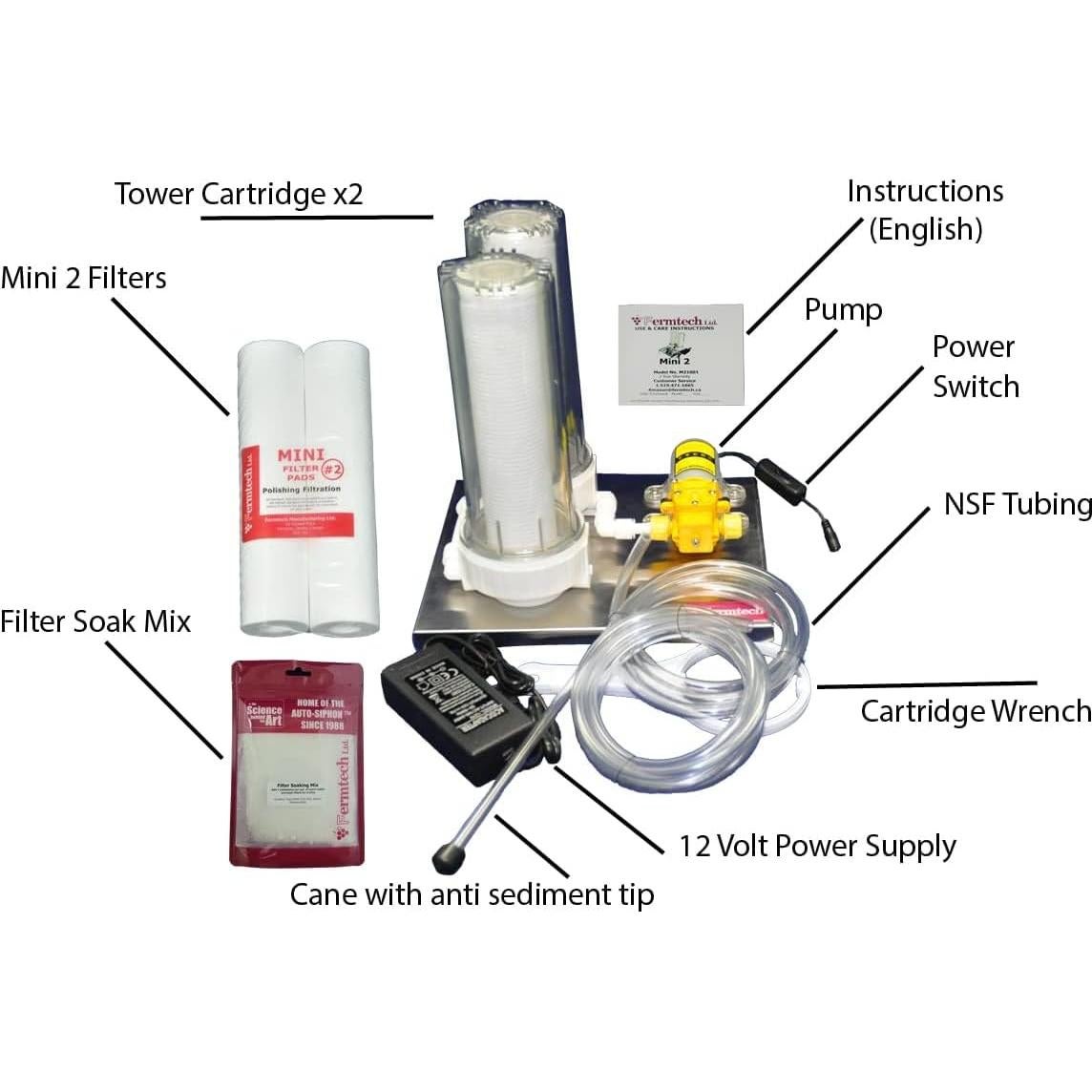 Filtro de Líquidos Fermtech Mini 2 Doble 25,4 cm Acero Inox