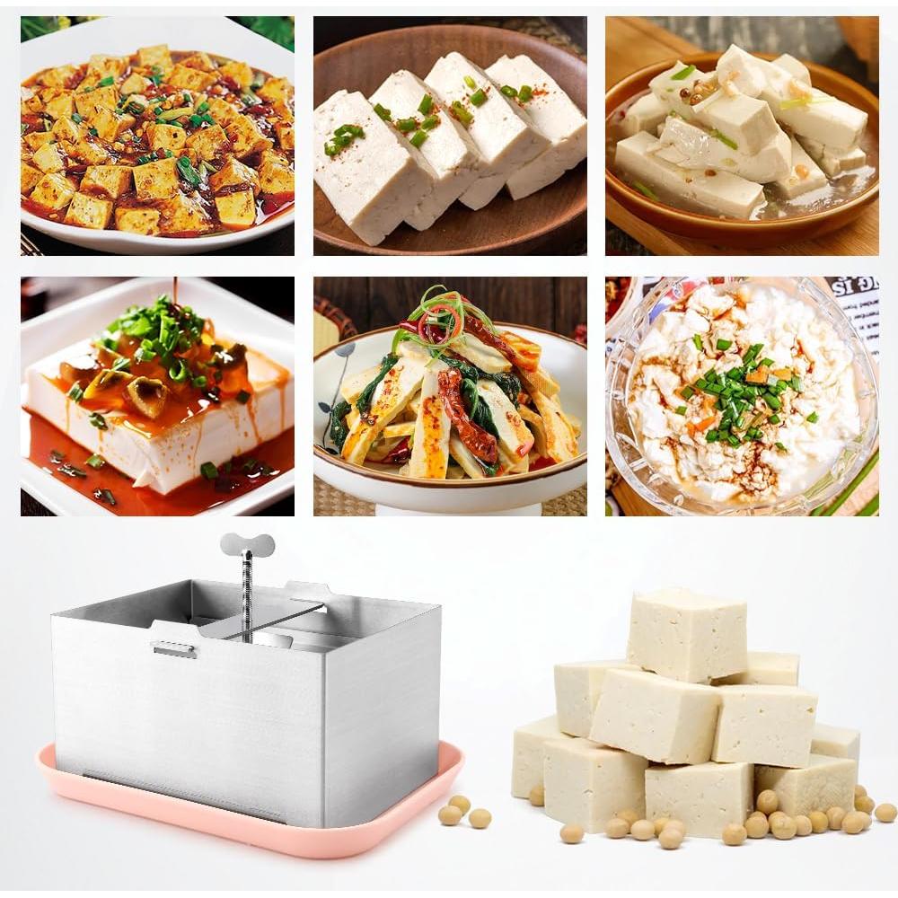 Prensa de Tofu Acero Inoxidable 304 con Bandeja y Toalla