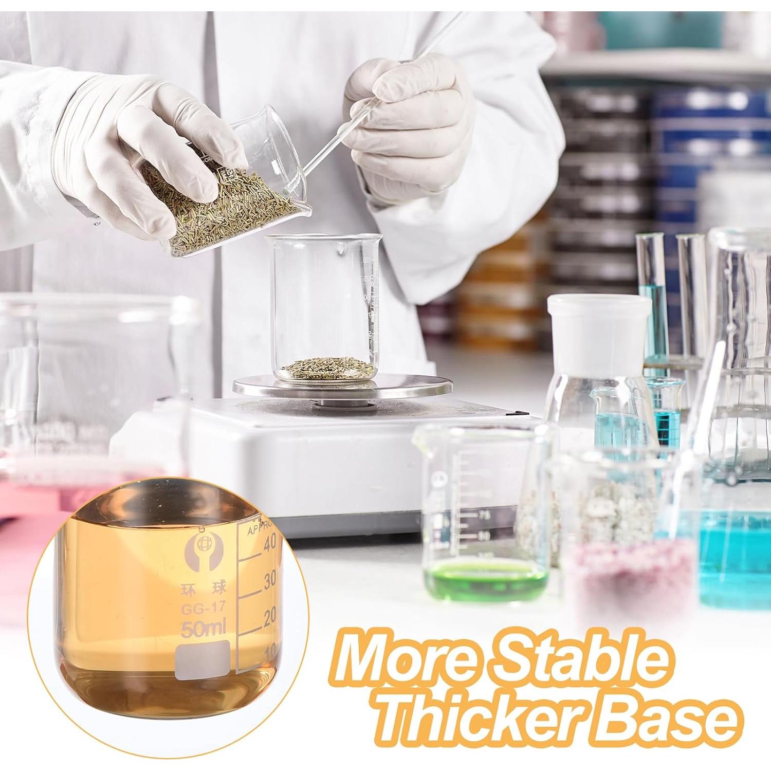 Vasos de Precipitados de Vidrio Borosilicato 50ml PATIKIL - Paquete de 12