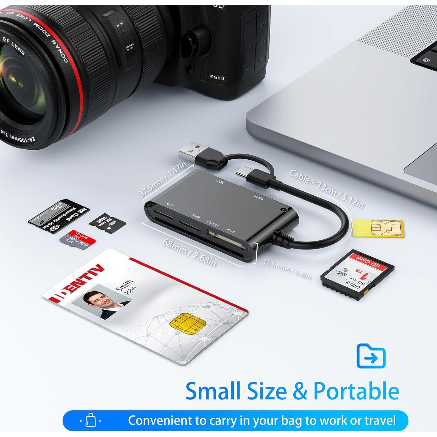 Adaptador Lector de Tarjetas MTAKYA USB-C y USB-A 6-en-1