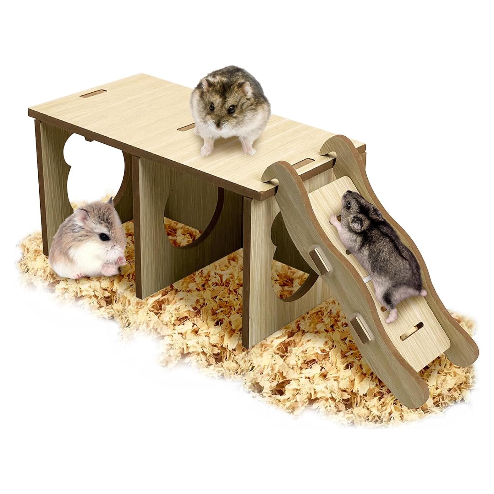 Escondite de Madera Tfwadmx para Hámsters Pequeños con Rampa