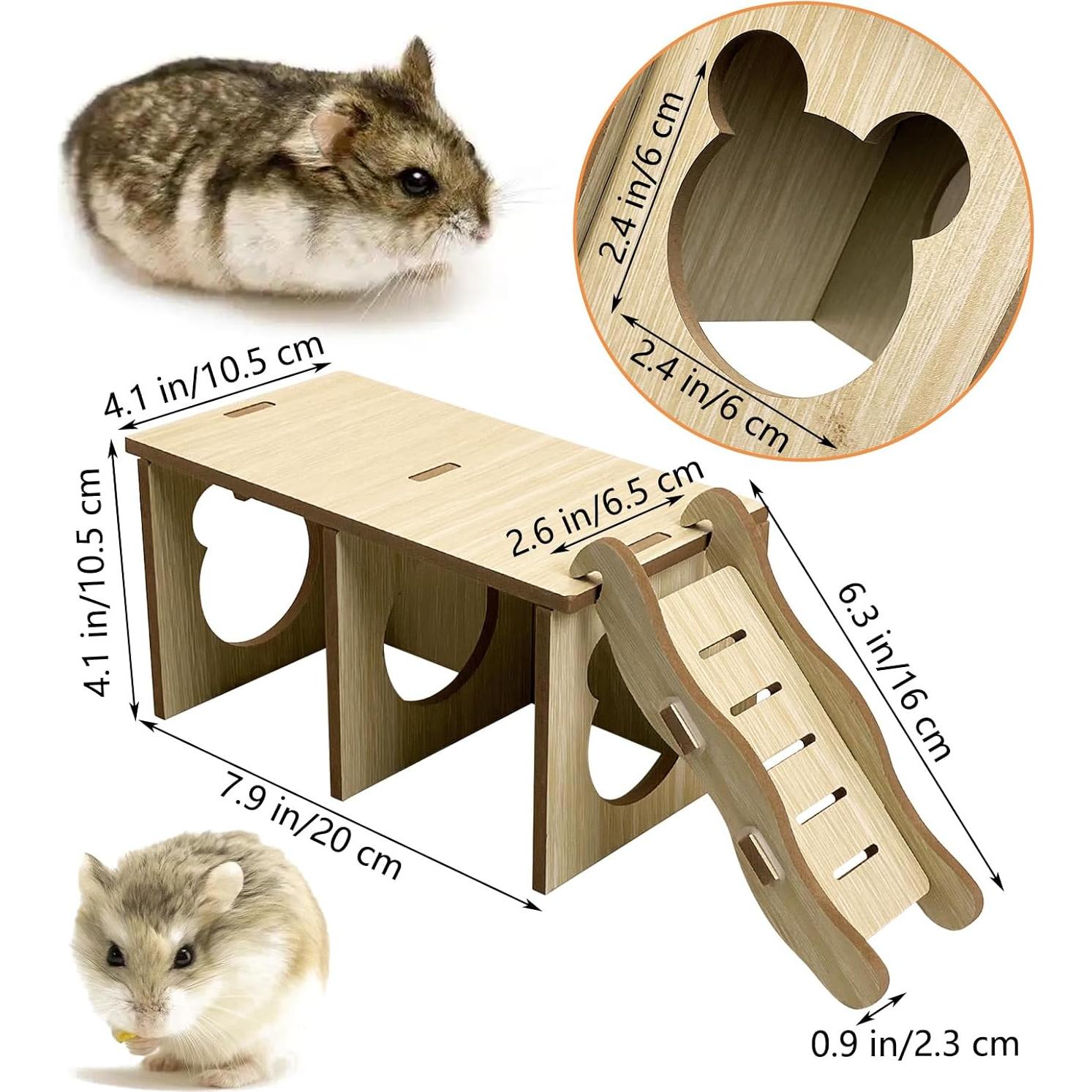 Escondite de Madera Tfwadmx para Hámsters Pequeños con Rampa