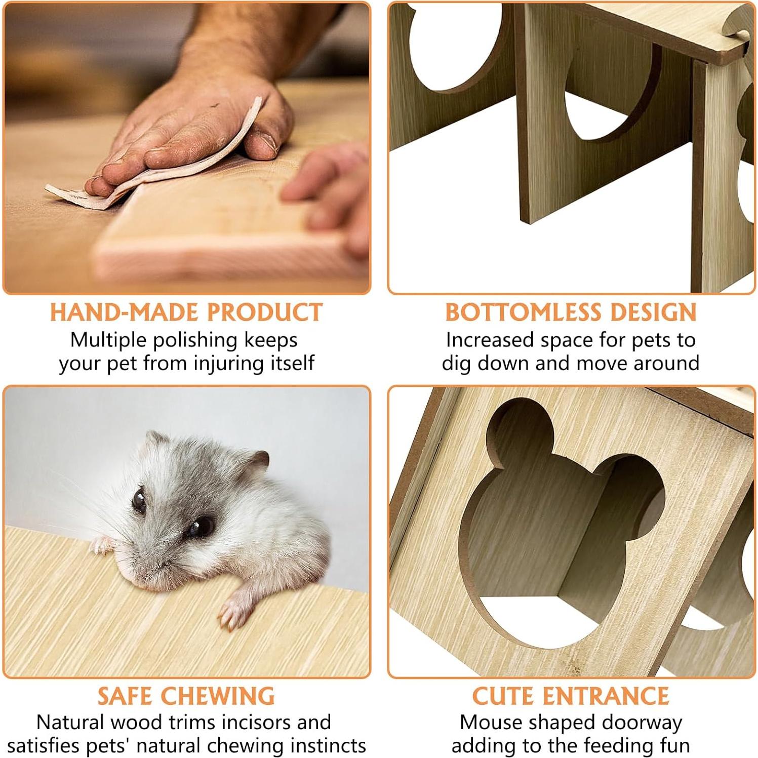 Escondite de Madera Tfwadmx para Hámsters Pequeños con Rampa