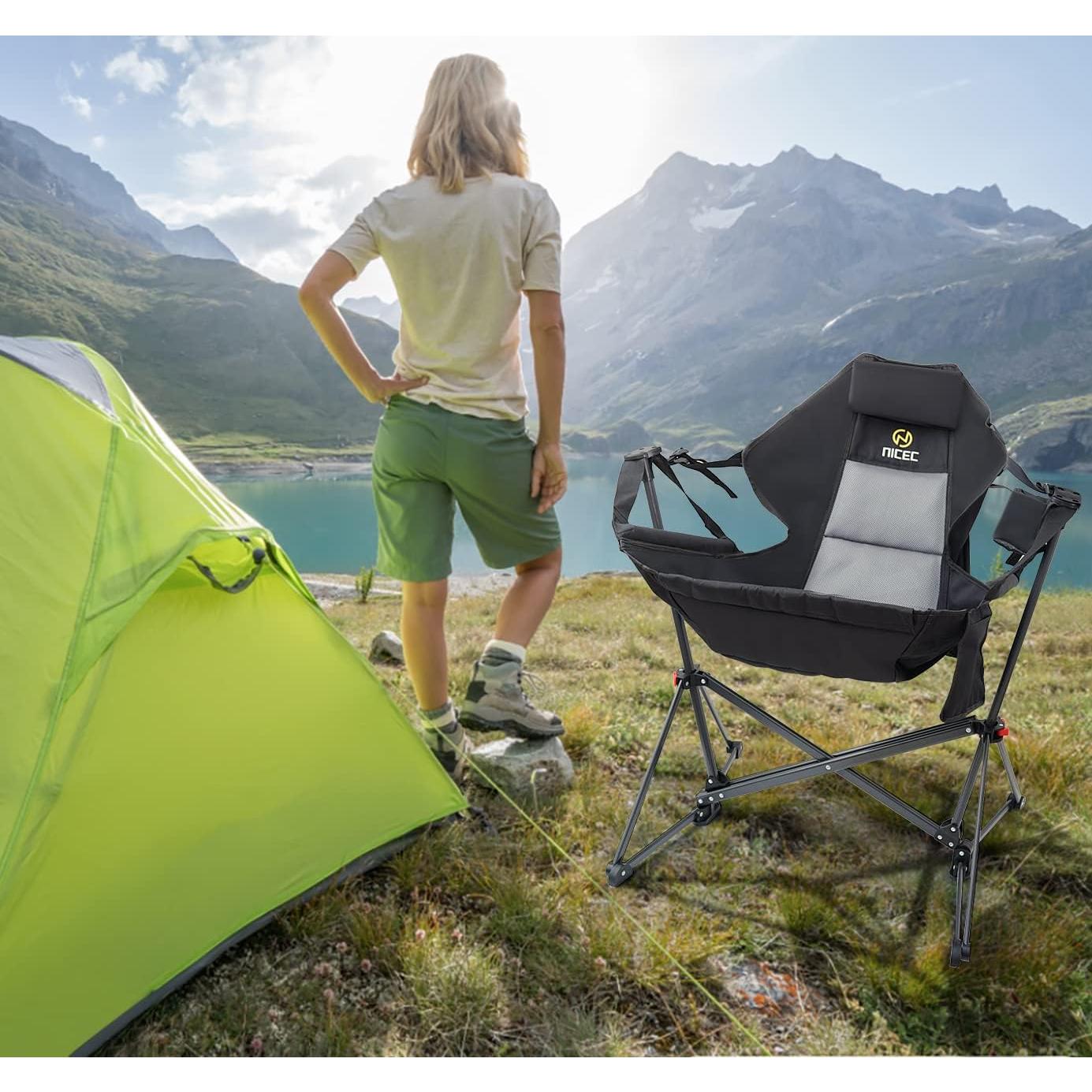 Silla de Camping Hammock Nice C Plegable con Soporte y Portavasos