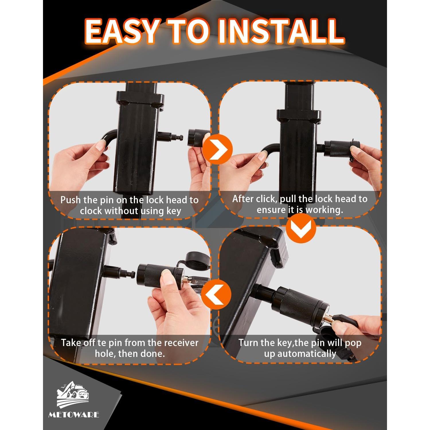 Cerradura de Enganche de Remolque METOWARE 1/2" y 5/8"