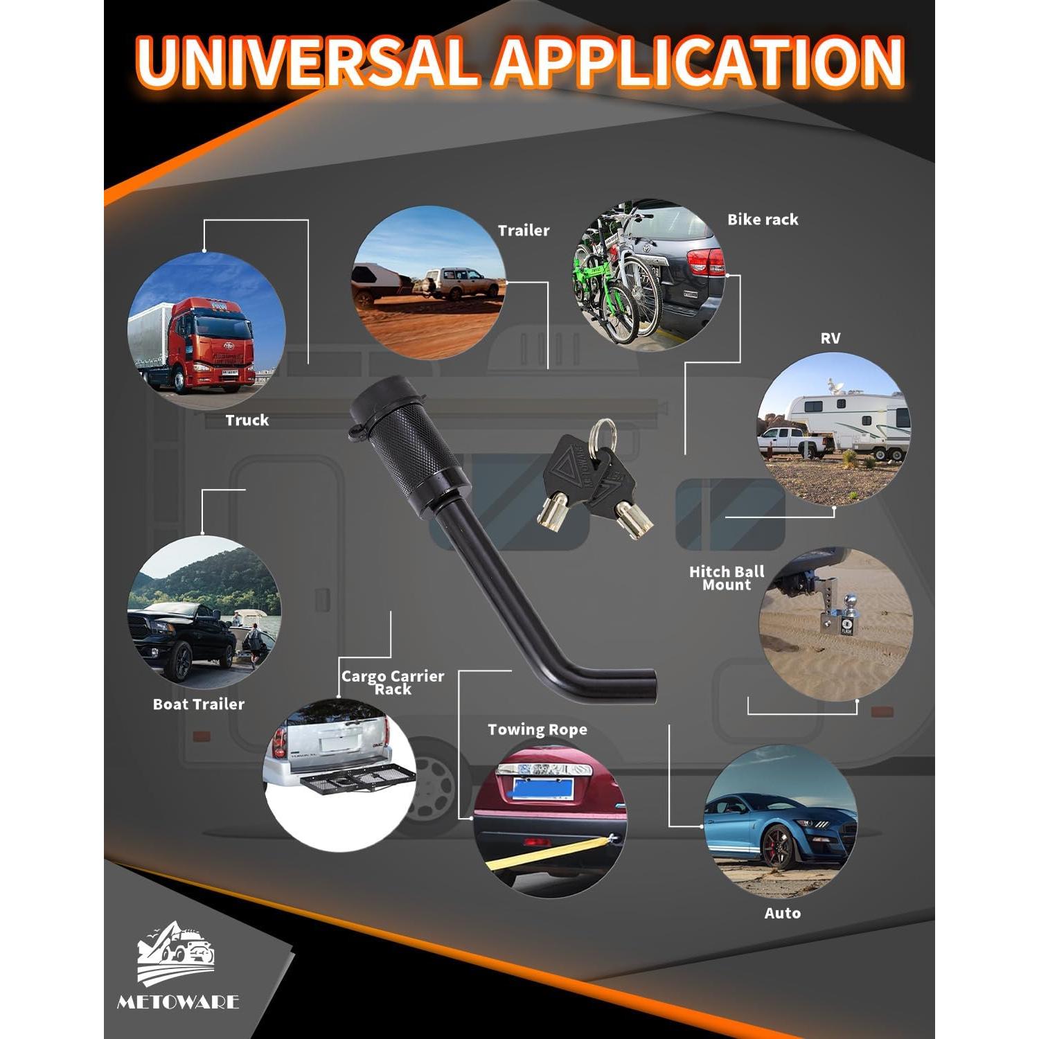 Cerradura de Enganche de Remolque METOWARE 1/2" y 5/8"