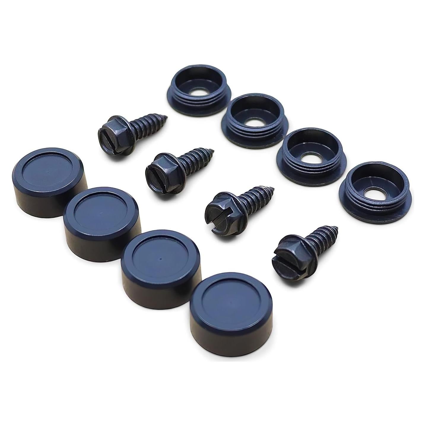Kit de Tornillos y Tapas para Placas de Matrícula OttoSpeed - 12 Piezas de Acero Inoxidable Negro